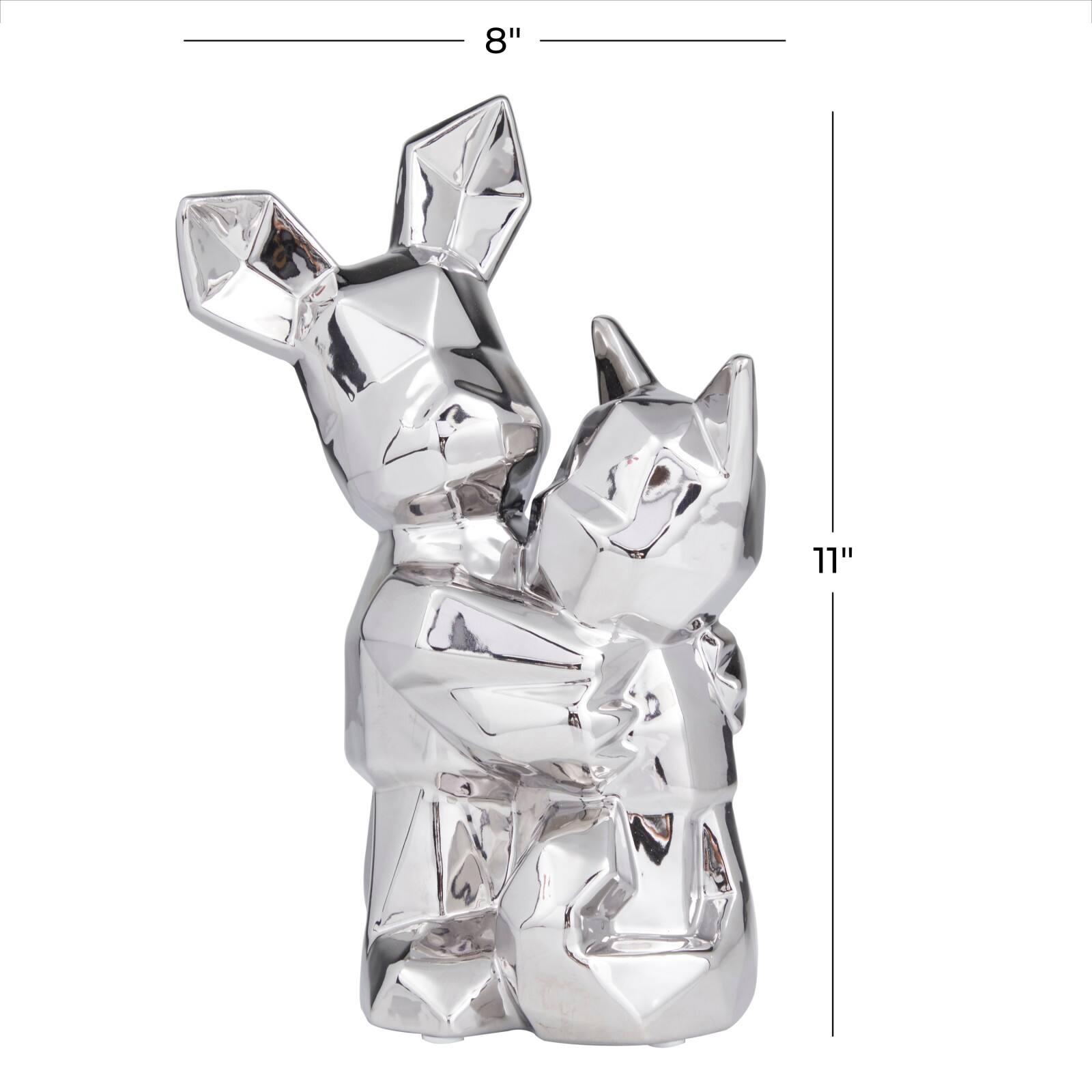 CosmoLiving by Cosmopolitan Silver Porcelain Contemporary Sculpture, 12" x 8" x 5"