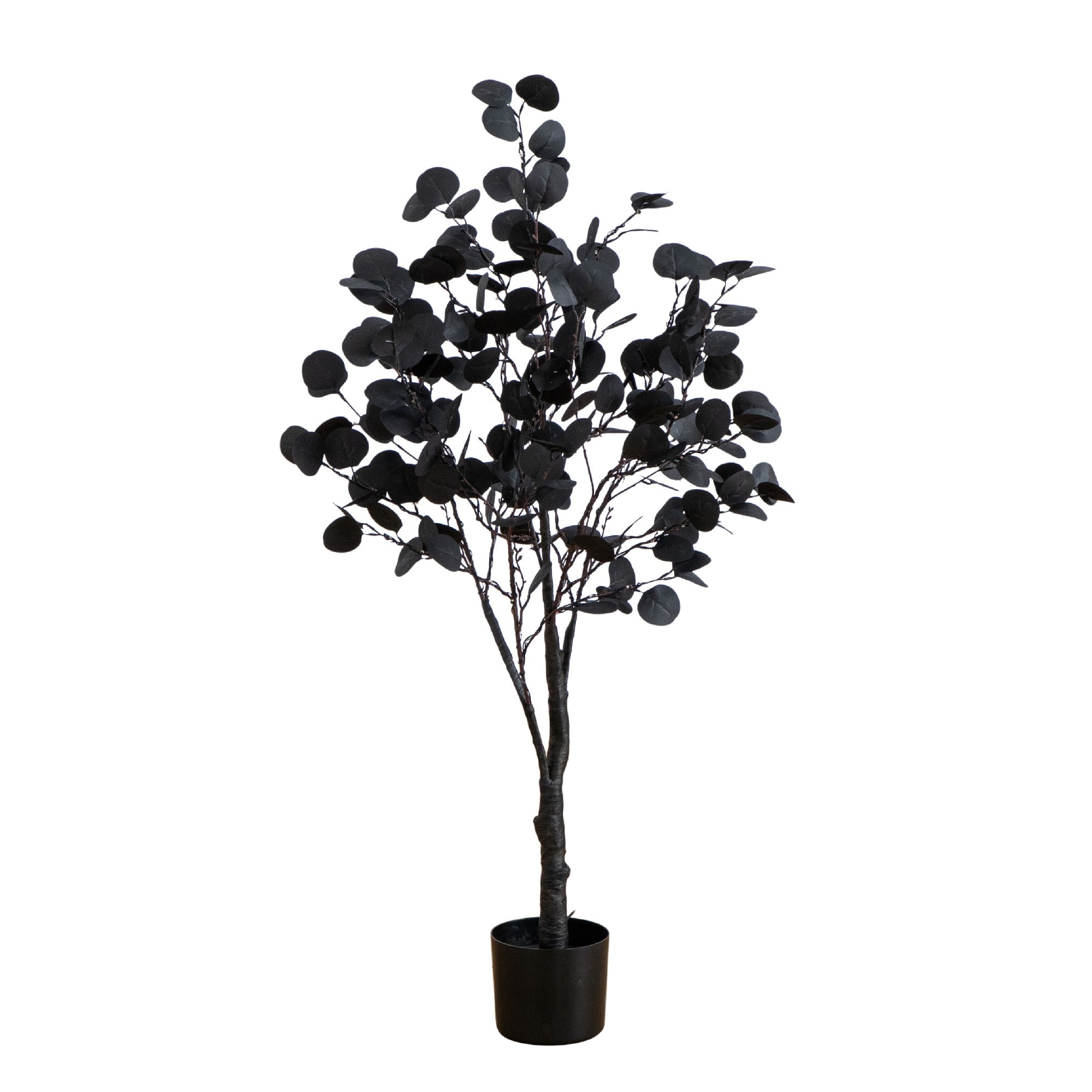 4ft. Pre-Lit Artificial Halloween Black Eucalyptus Tree with 160 Orange & Purple LED Lights