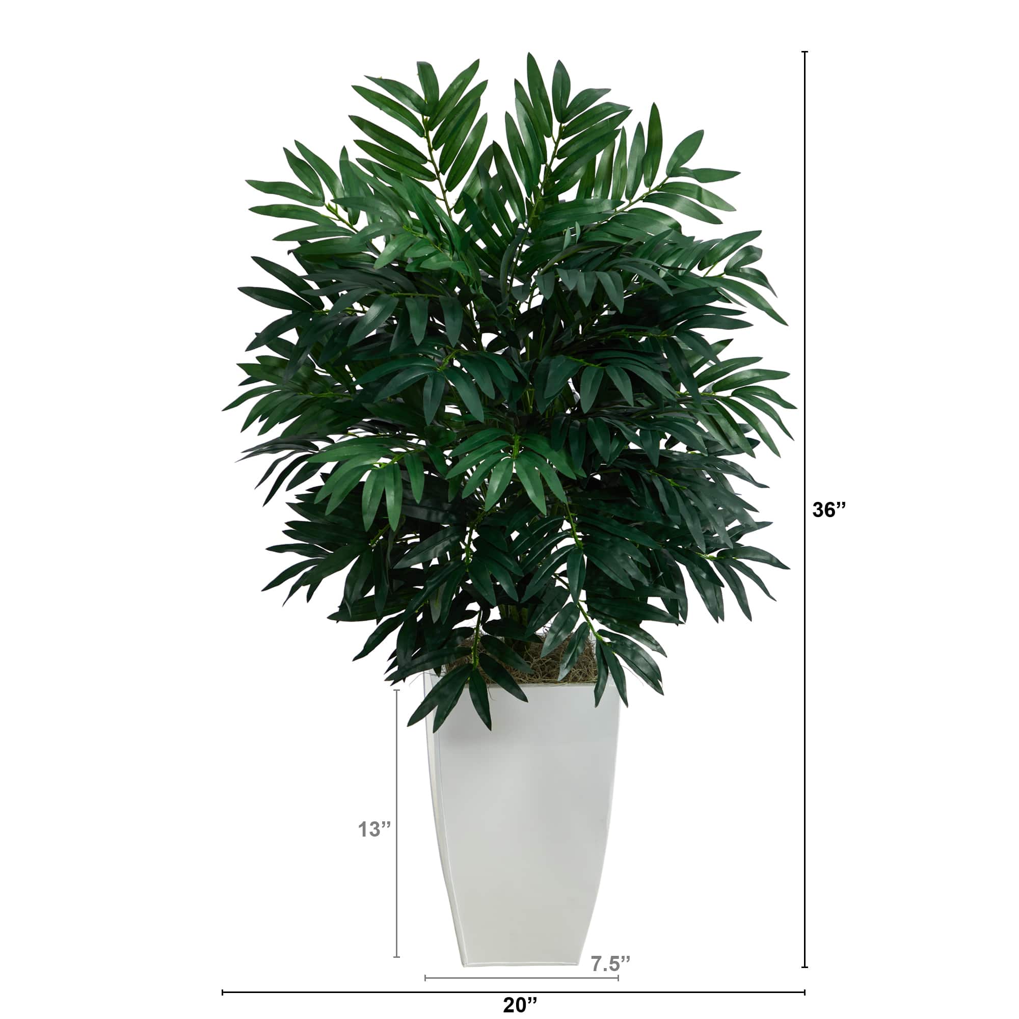 3ft. Bamboo Palm Plant in Decorative White Metal Planter