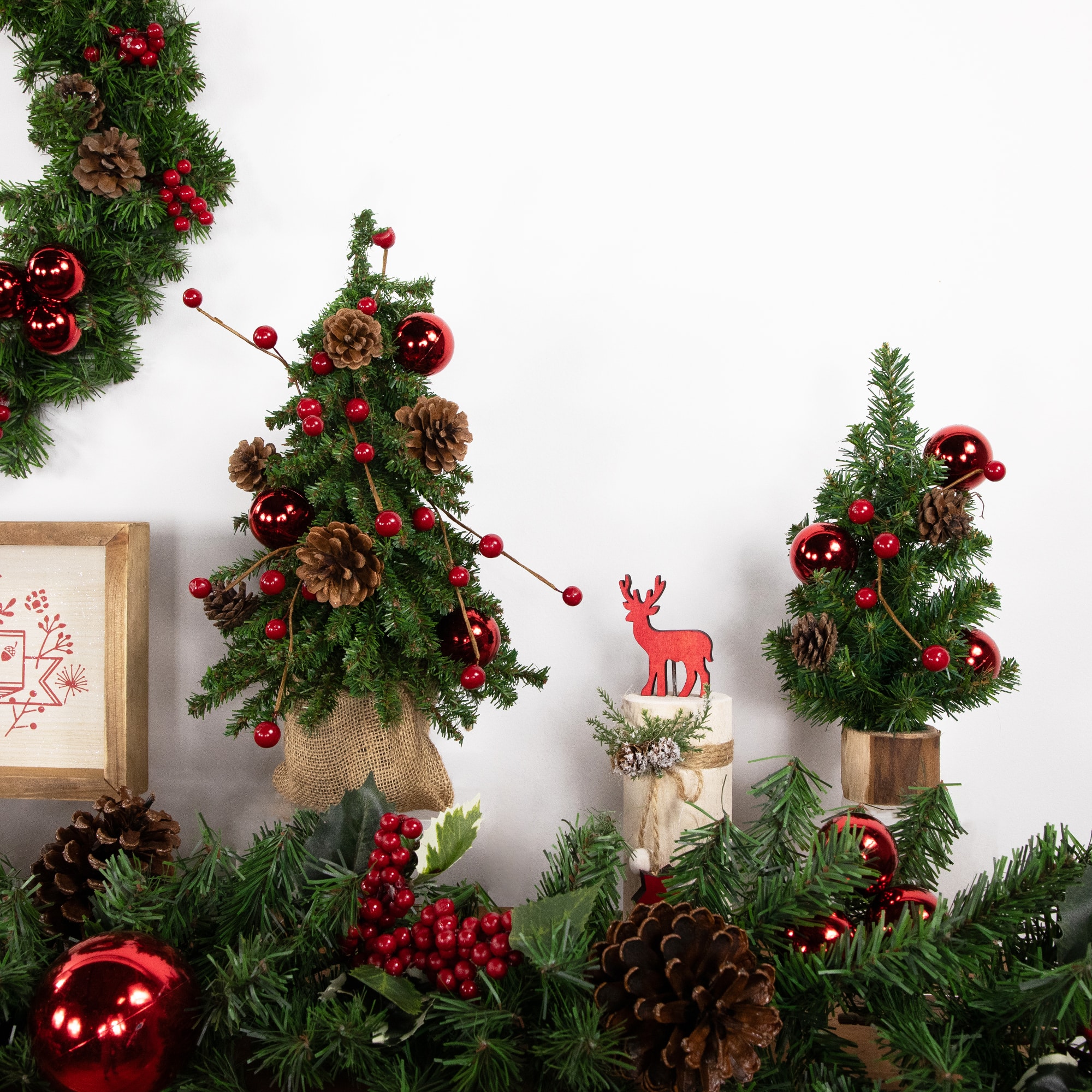 15" Unlit Downswept Village Pine Artificial Christmas Tree in Burlap Base