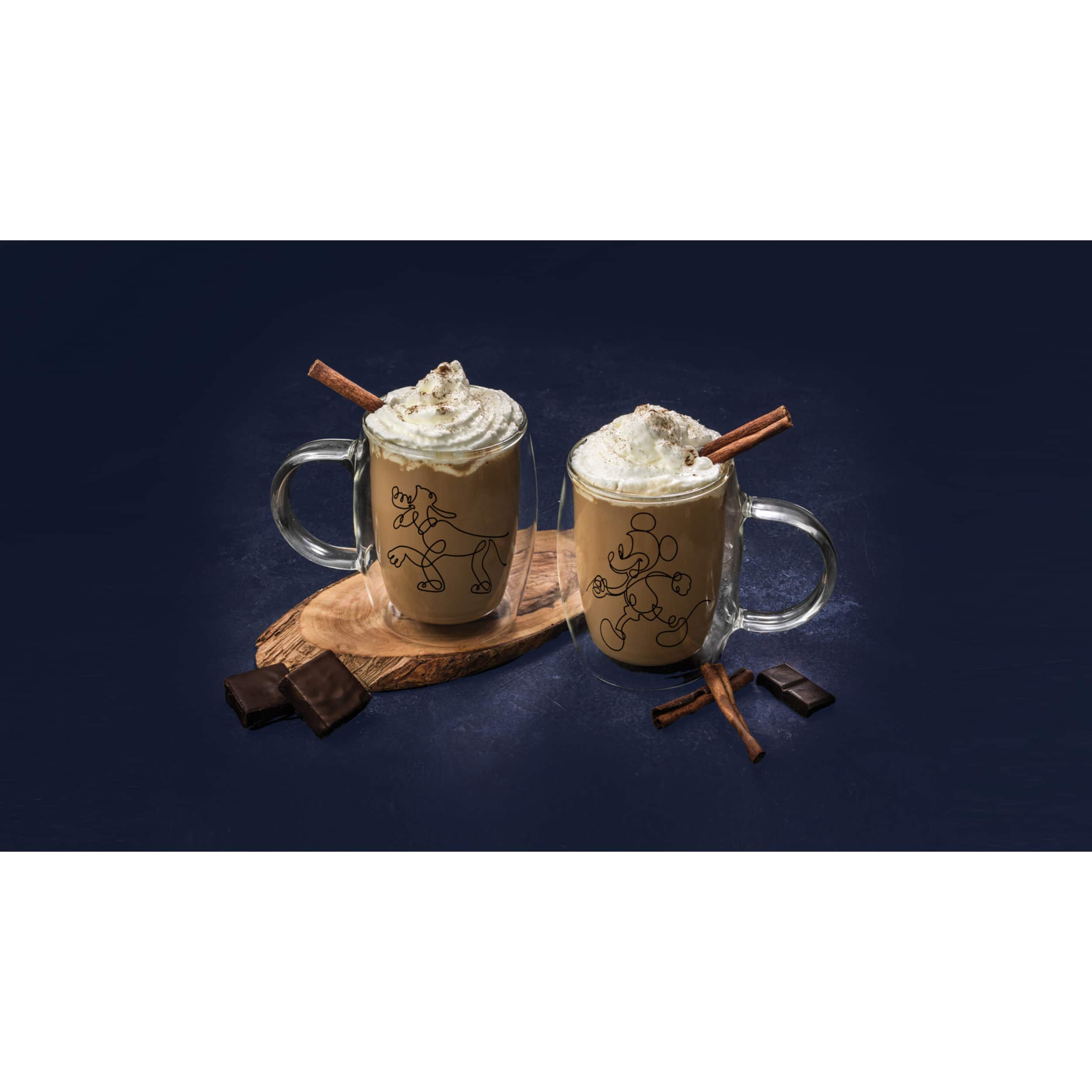 JoyJolt® Disney® 13.5oz. Mickey & Pluto Aroma Glass Mugs, 2ct.