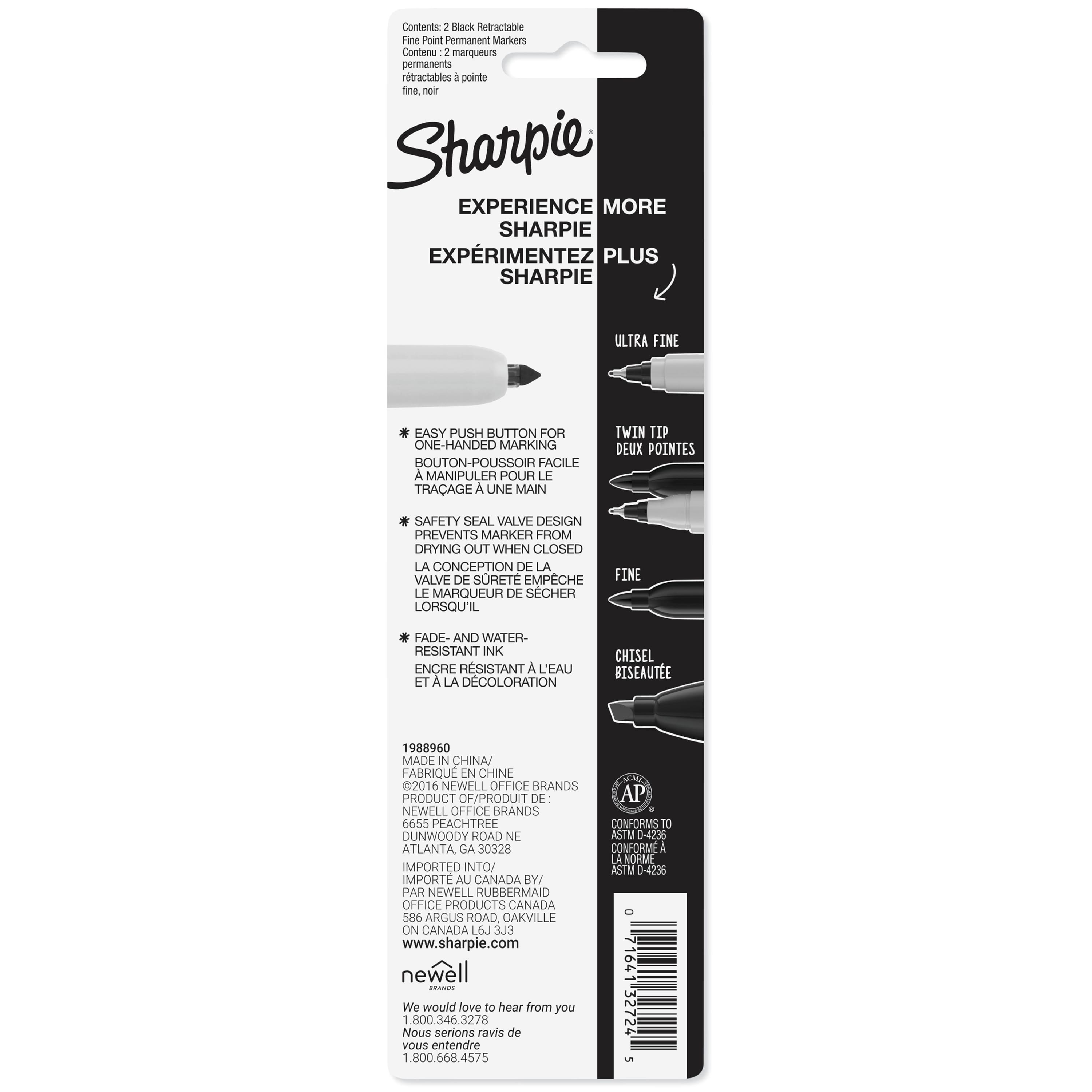 Sharpie® Fine Point Black Retractable Permanent Markers, 2ct.