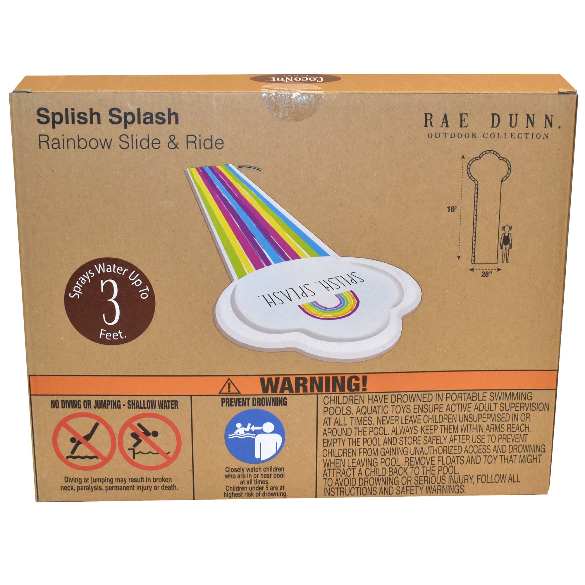 Rae Dunn 16ft. Splish Splash Rainbow Slide & Ride with Sprinkler