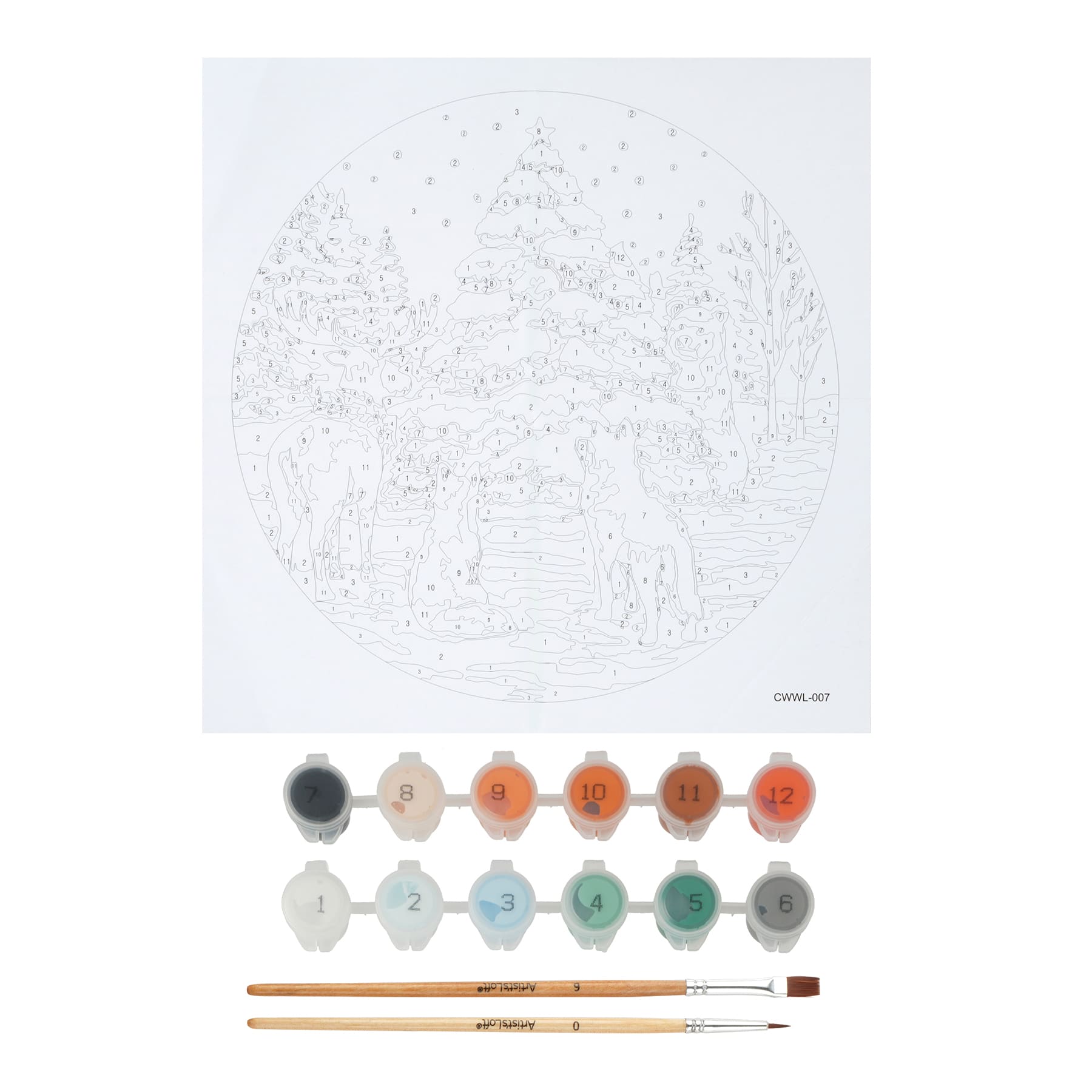 Artists Loft; 8" Woodland Christmas Paint-by-Number Plywood Surface Kit by Artist's Loft®; Category:Paint by Number; Image:4