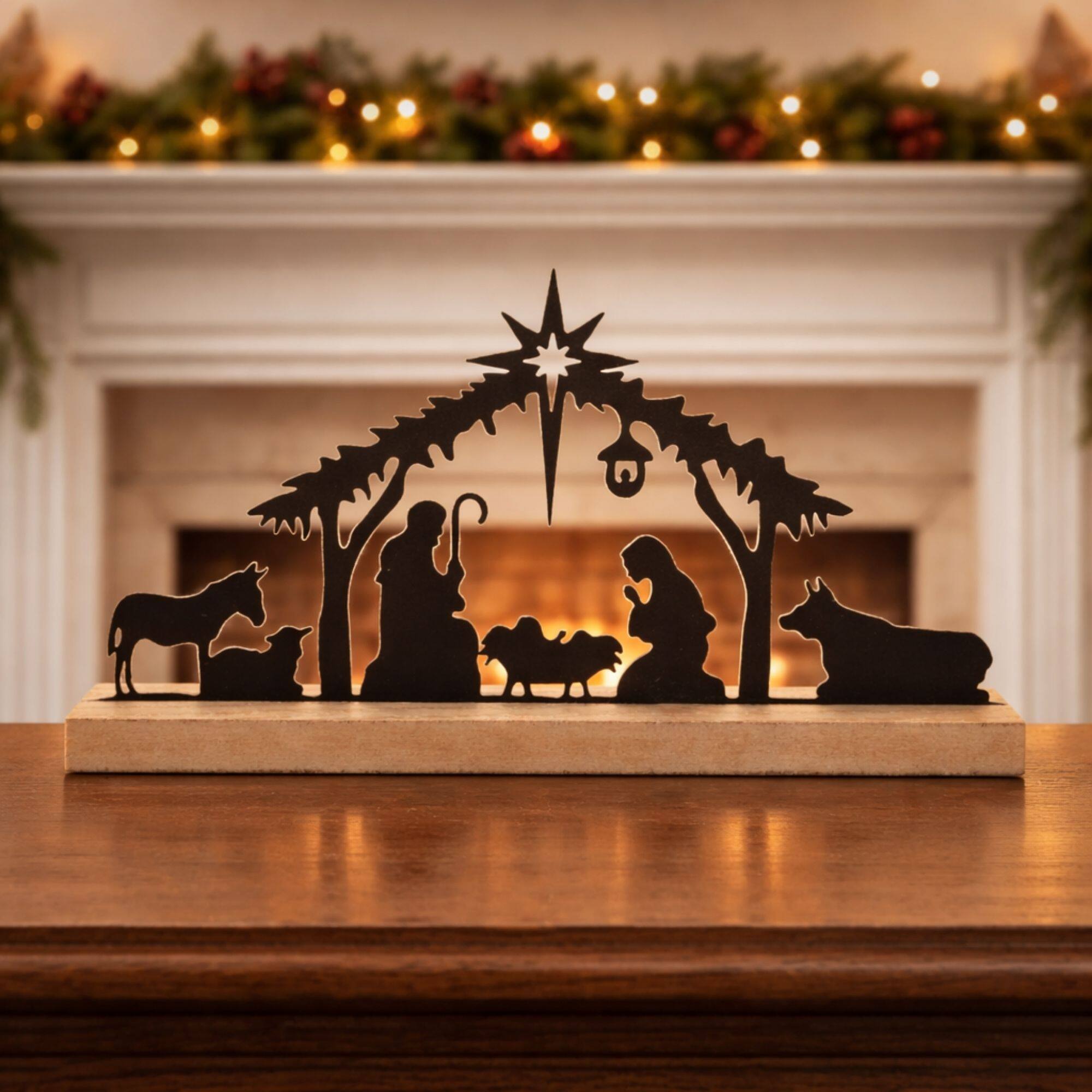 Melrose 29" Metal Nativity Silhouette with MDF Base