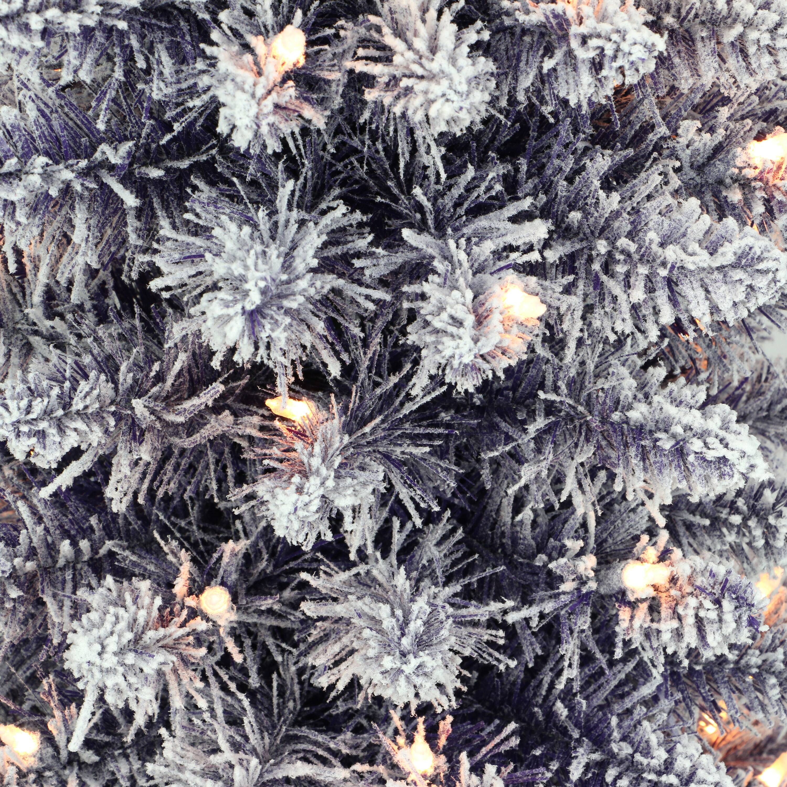 6.5ft. Pre-Lit Flocked Fashion Purple Artificial Christmas Tree, Clear Incandescent Lights