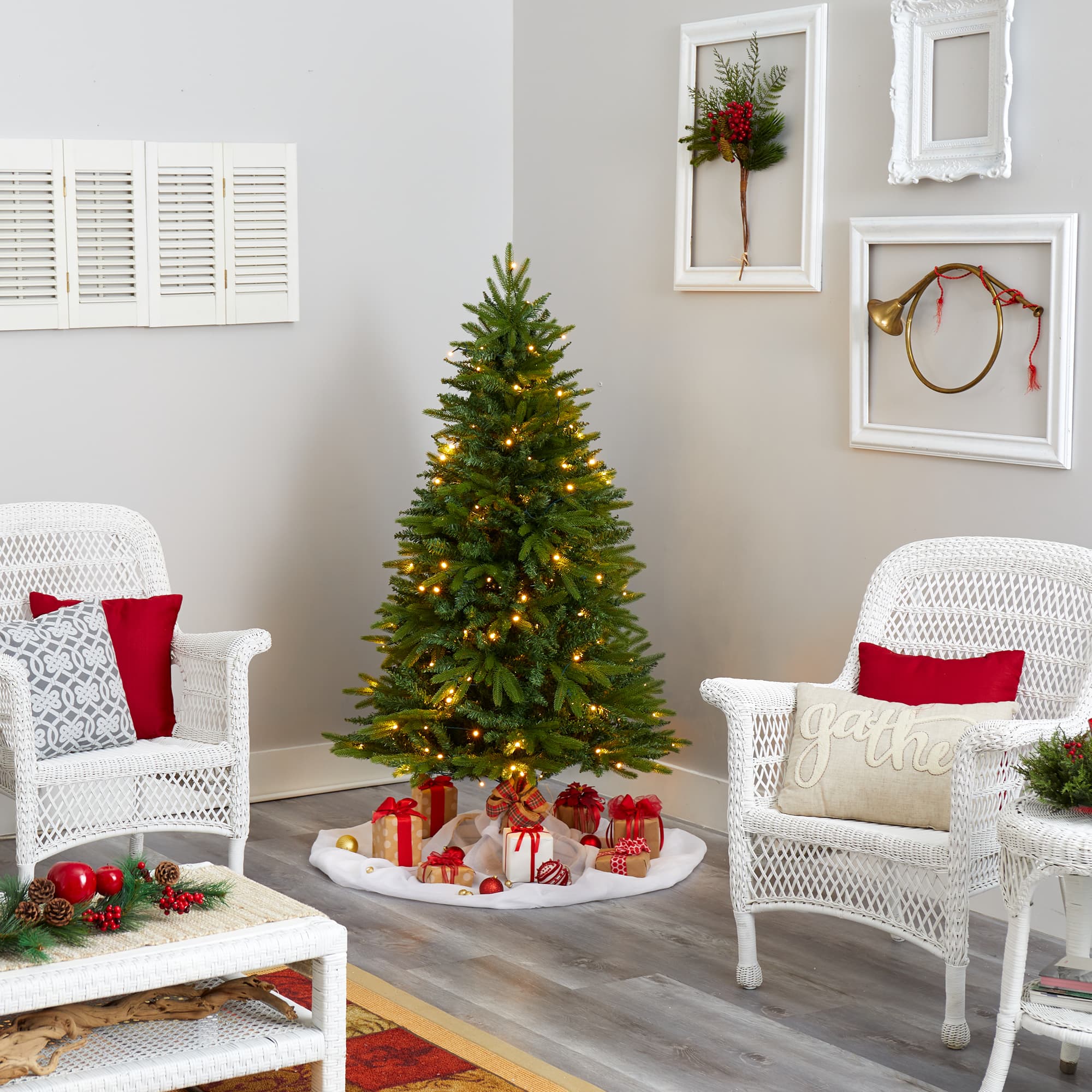 5ft. Pre-Lit Sun Valley Fir Artificial Christmas Tree with Clear LED Lights