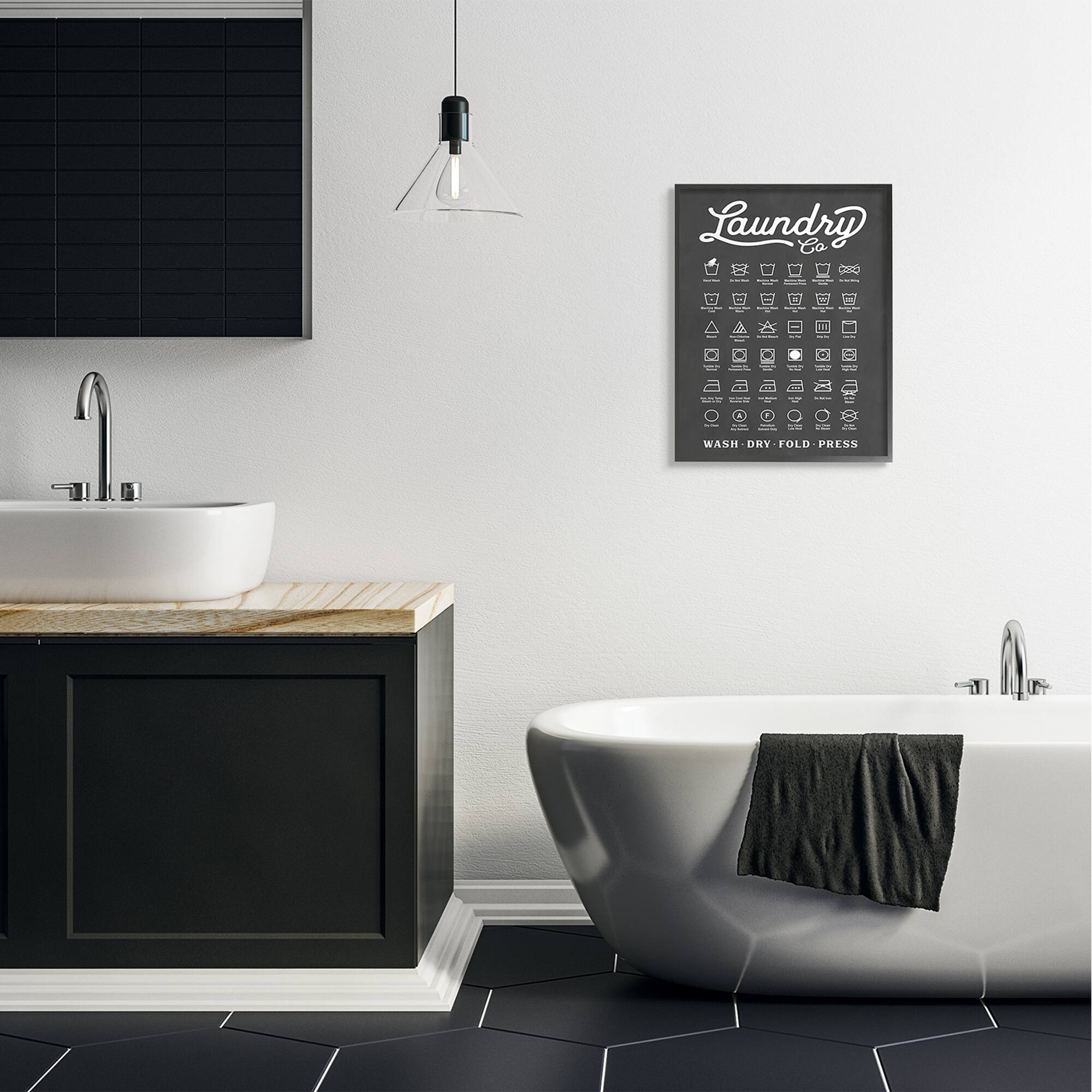 Stupell Industries Laundry Business Symbols Chart Simple Shapes   Framed Wall Art