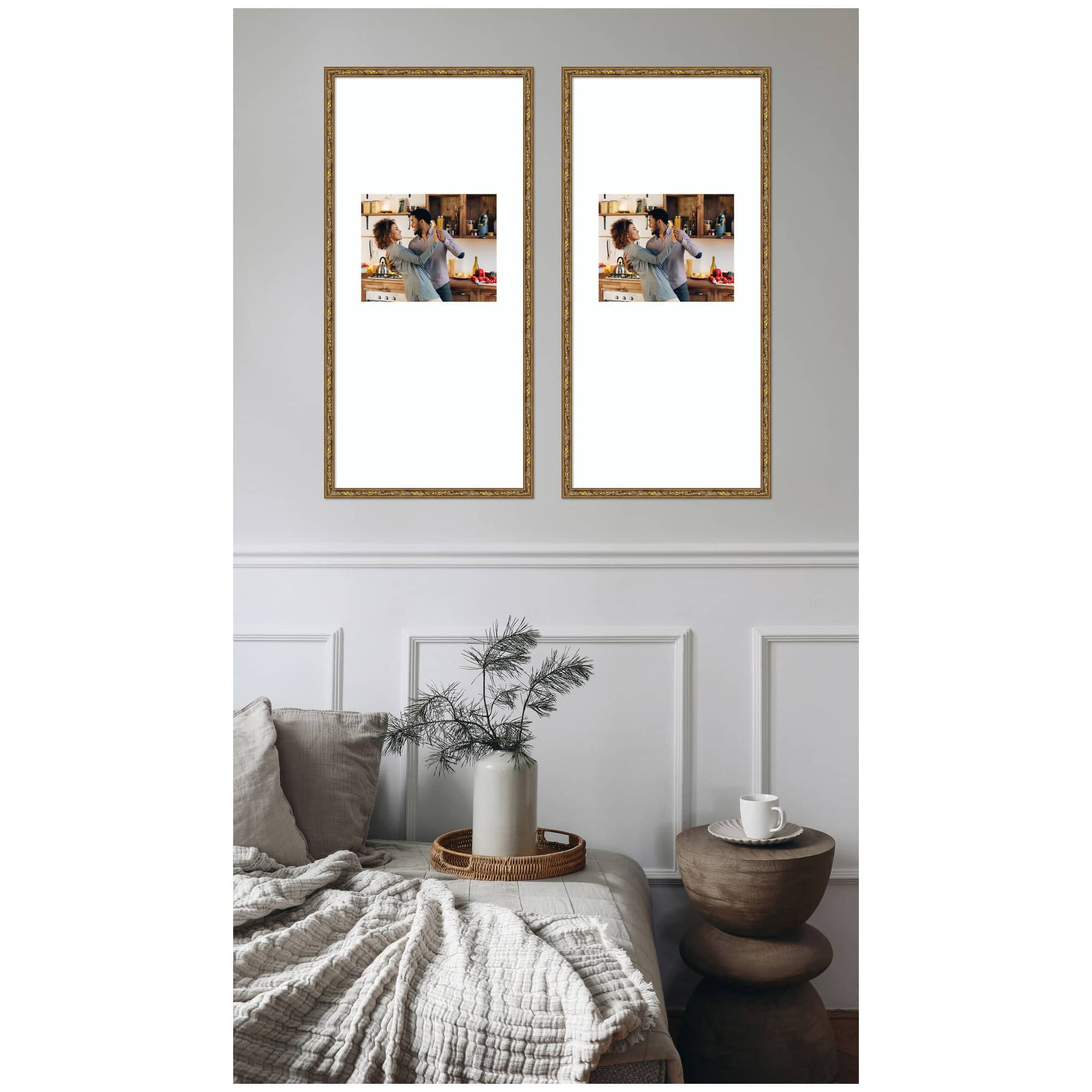 Kate and Laurel Belmont Gallery 14" x 30" Brown Picture Wood Frames 10" x 8" with Mat, 2ct.