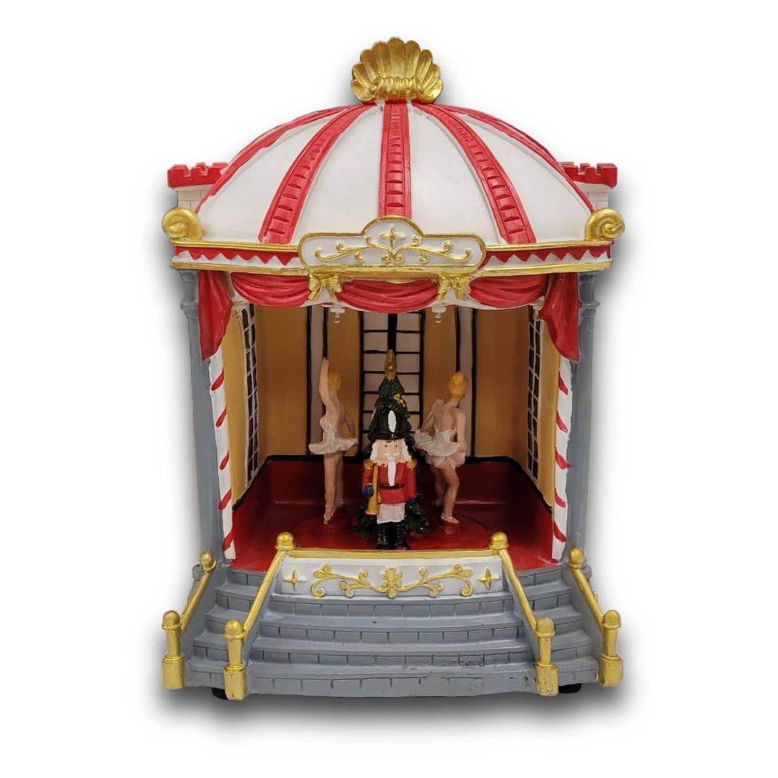 Wizardi 20" Christmas Village Theatre Festive Carousel Music Box 		