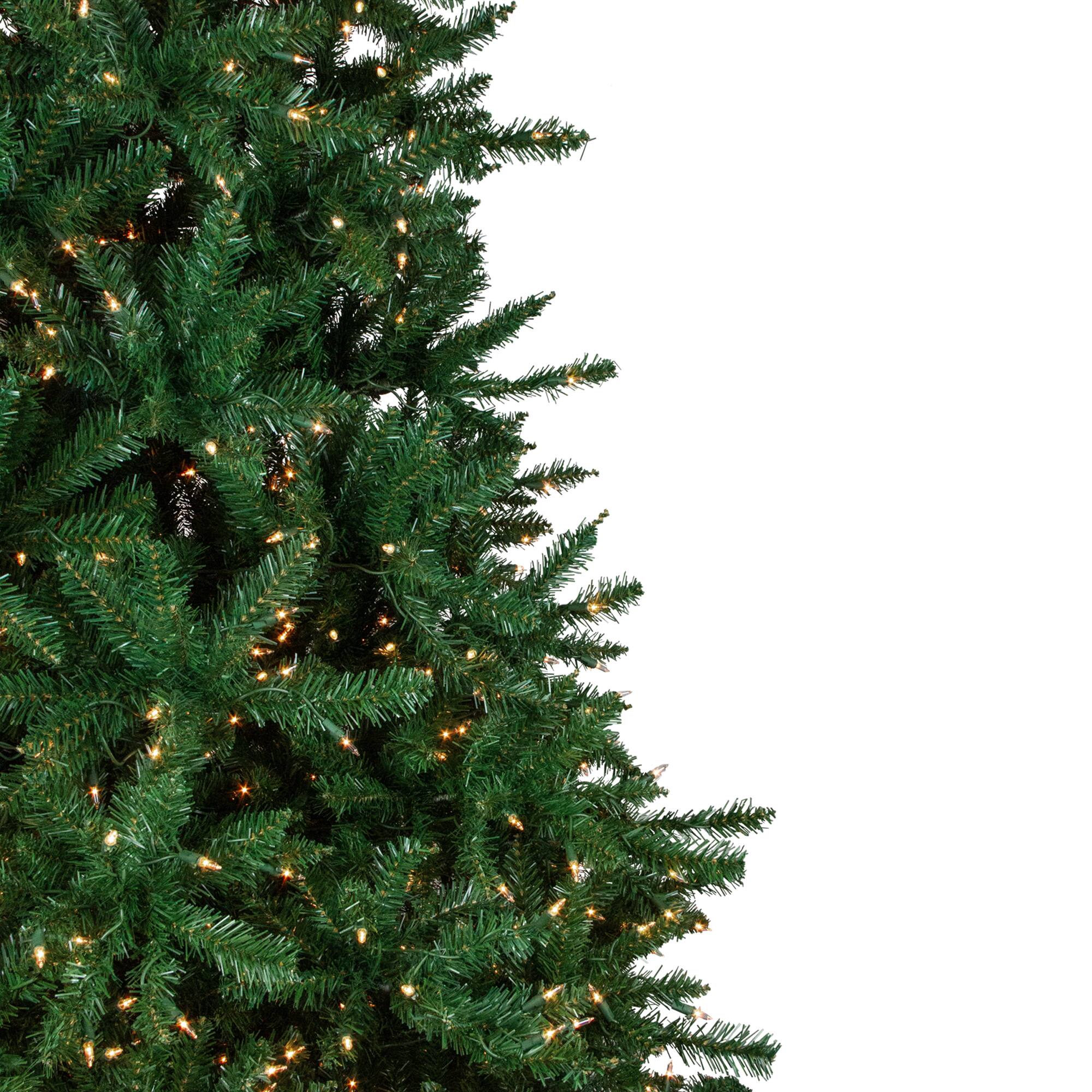 Northlight 9ft. Pre-Lit Green Twin Falls Pine Artificial Christmas Tree, Clear Mini Incandescent Lights