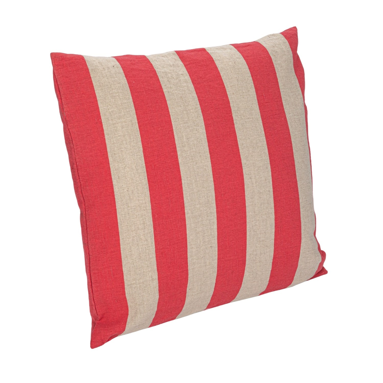 Hello Honey® 20" Red & Natural Cotton & Linen Striped Pillow