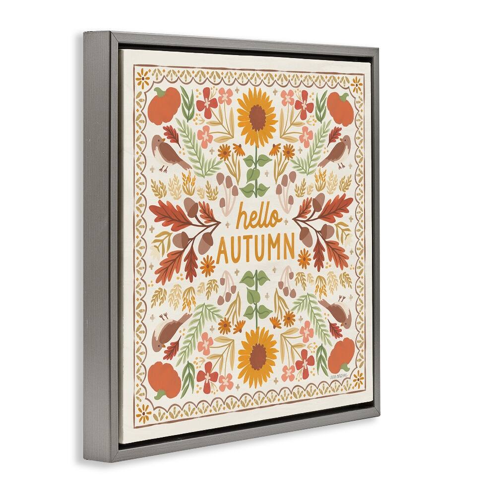 Stupell Industries Hello Autumn Pattern Floater Framed Wall Art