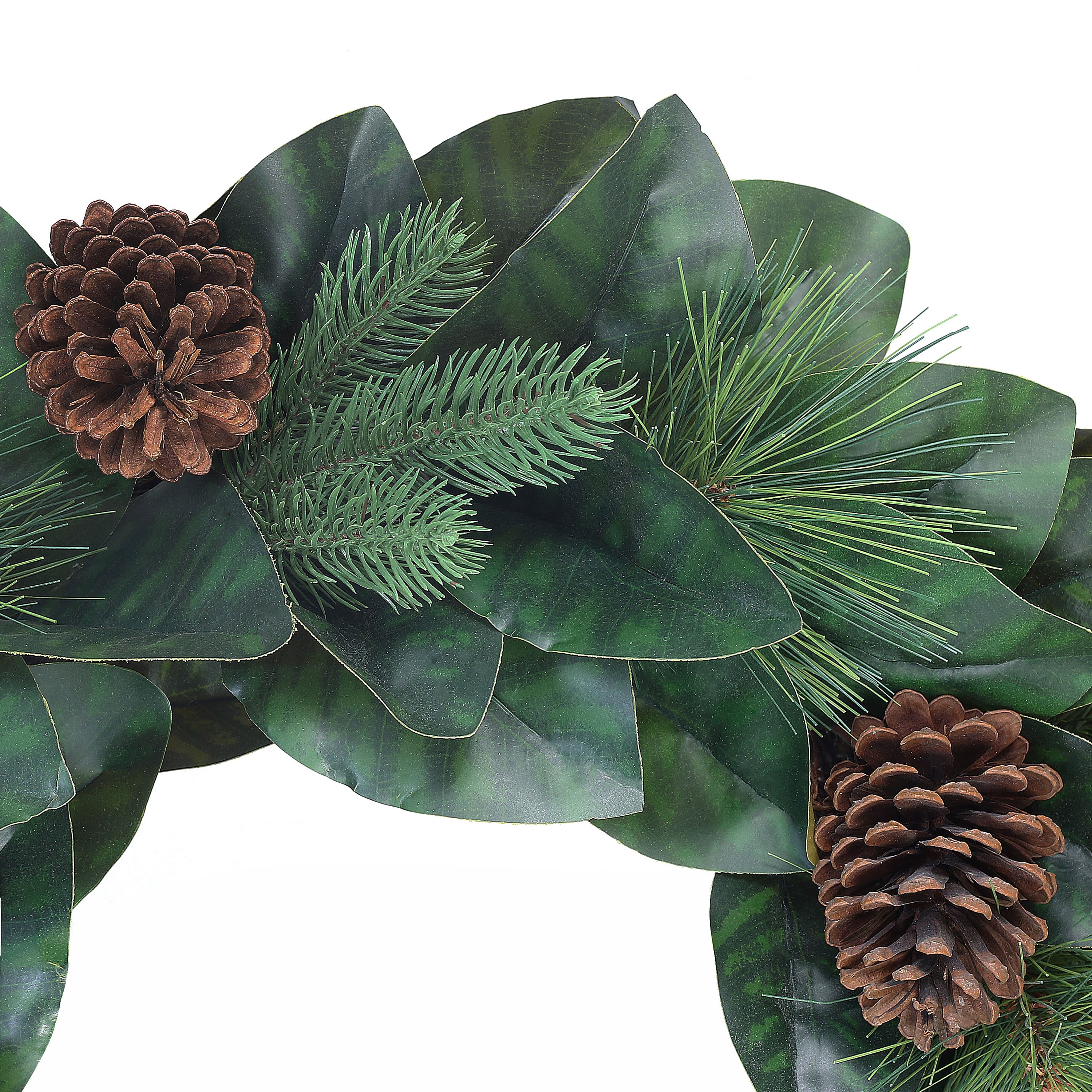 24" Magnolia Leaves & Pinecones Wreath