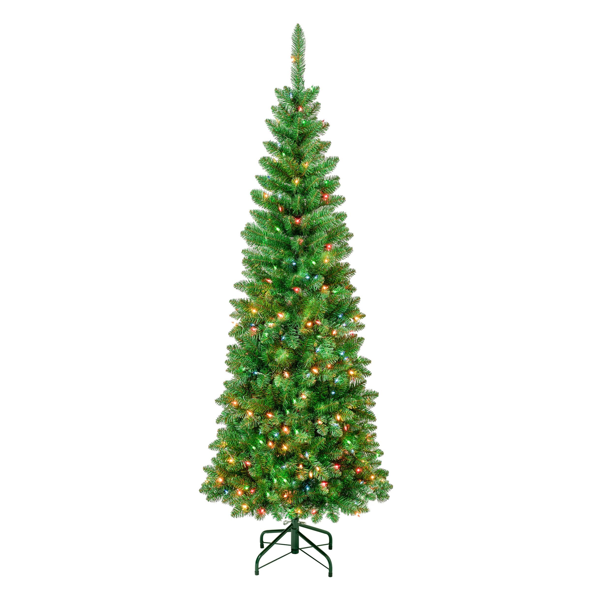 6ft. Pre-Lit Rowan Pencil Slim Artificial Christmas Tree, Multicolor Lights