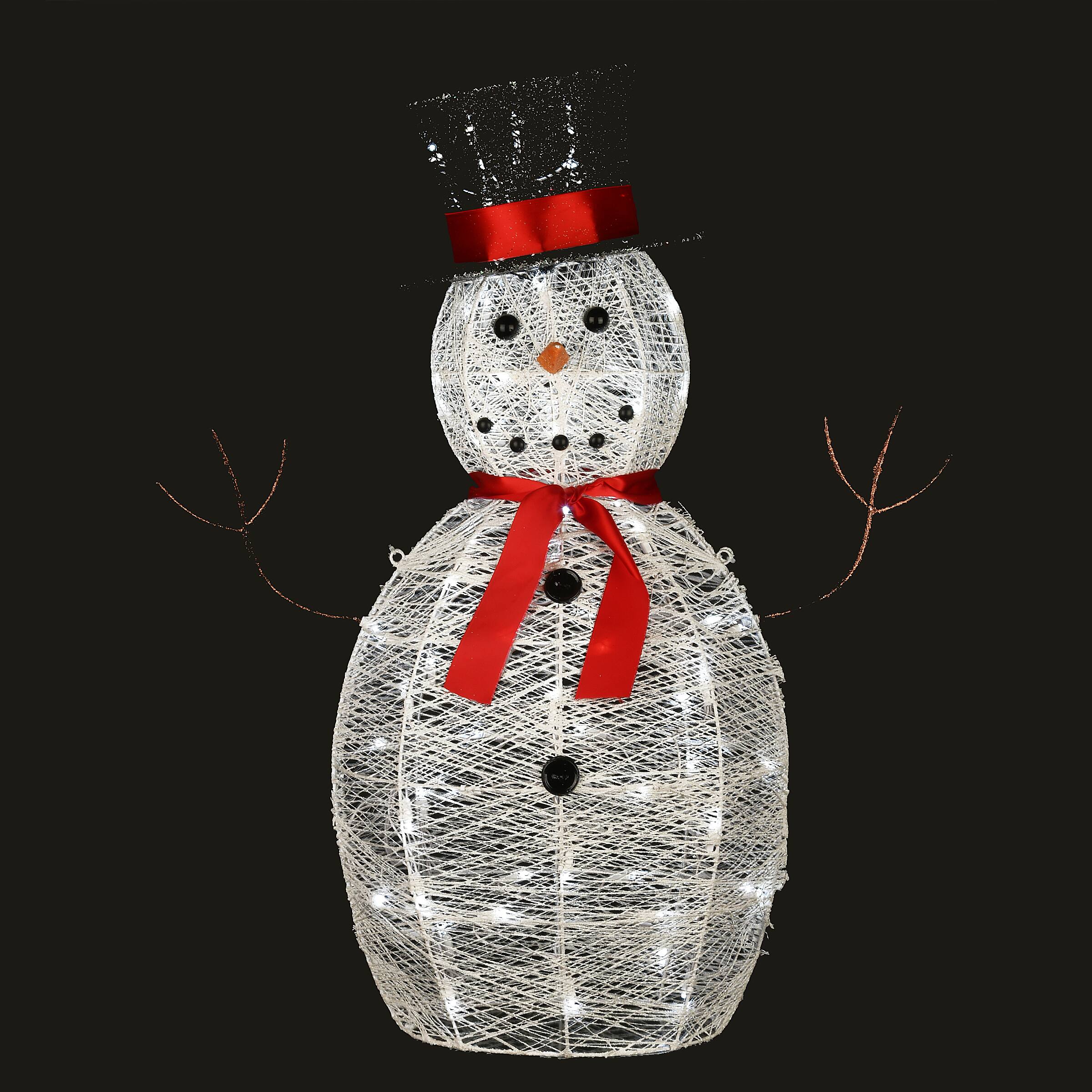 36" Pre-Lit Sisal Snowman Decoration