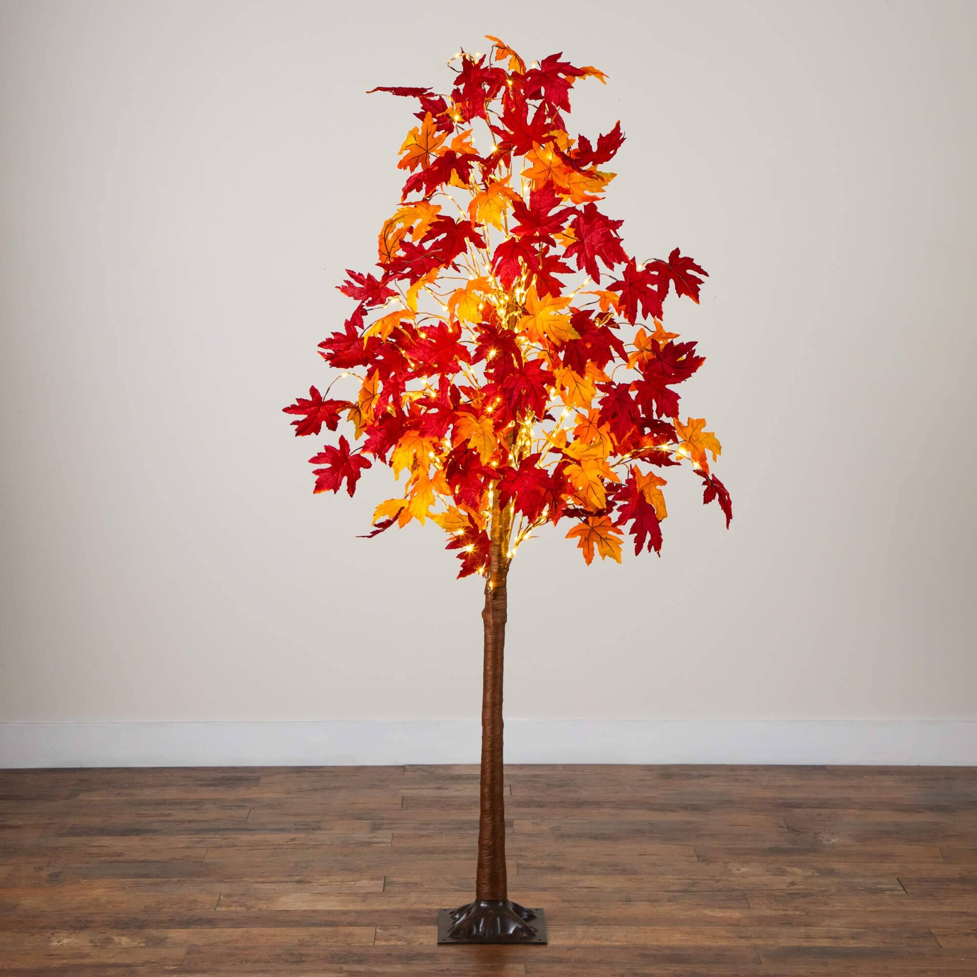 7ft. Pre-Lit Autumn Weeping Maple Artificial Fall Tree with 450 Warm White LED Lights