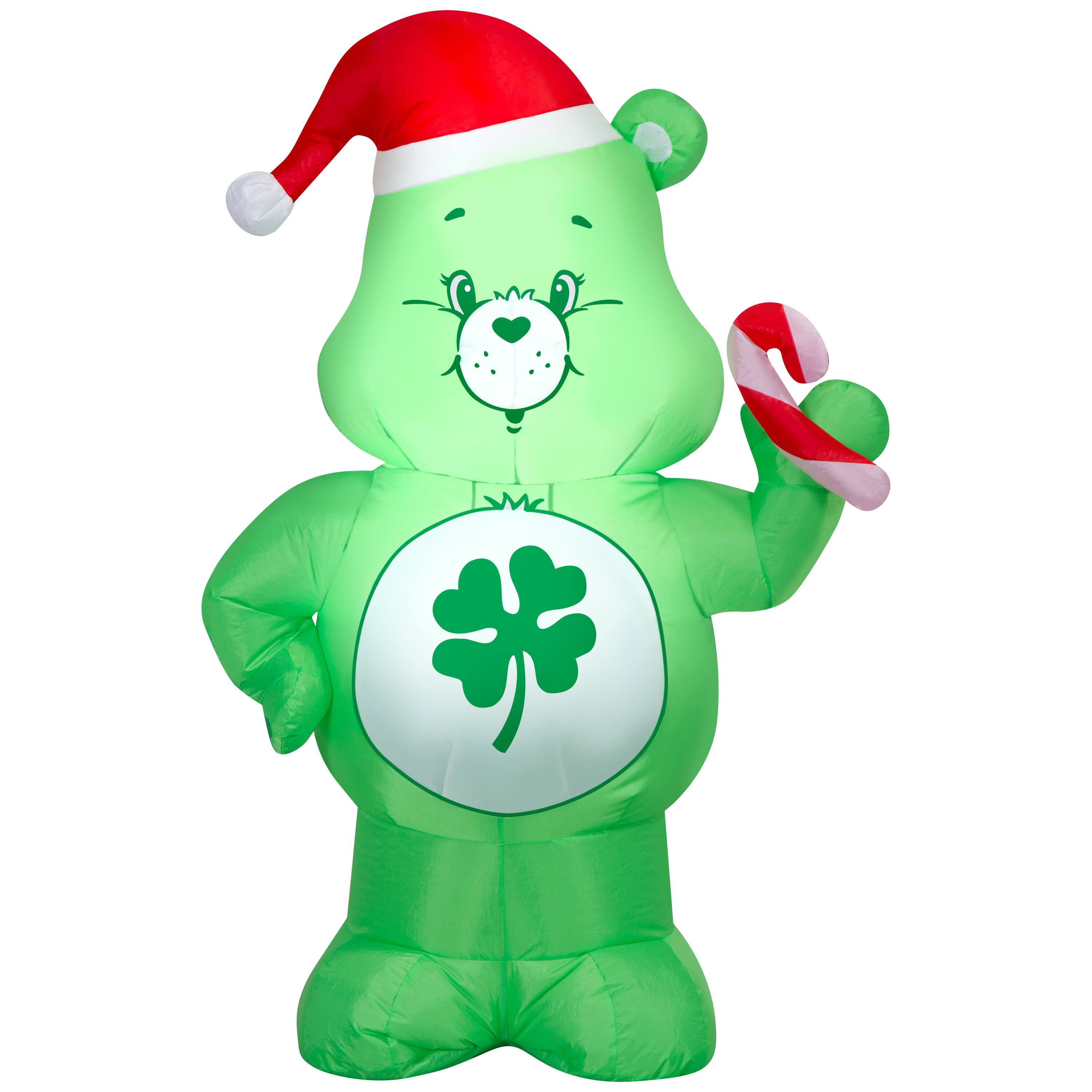 3.5ft. Airblown® Inflatable CloudCo Good Luck in Santa Hat with Candy Cane Christmas Light Scene