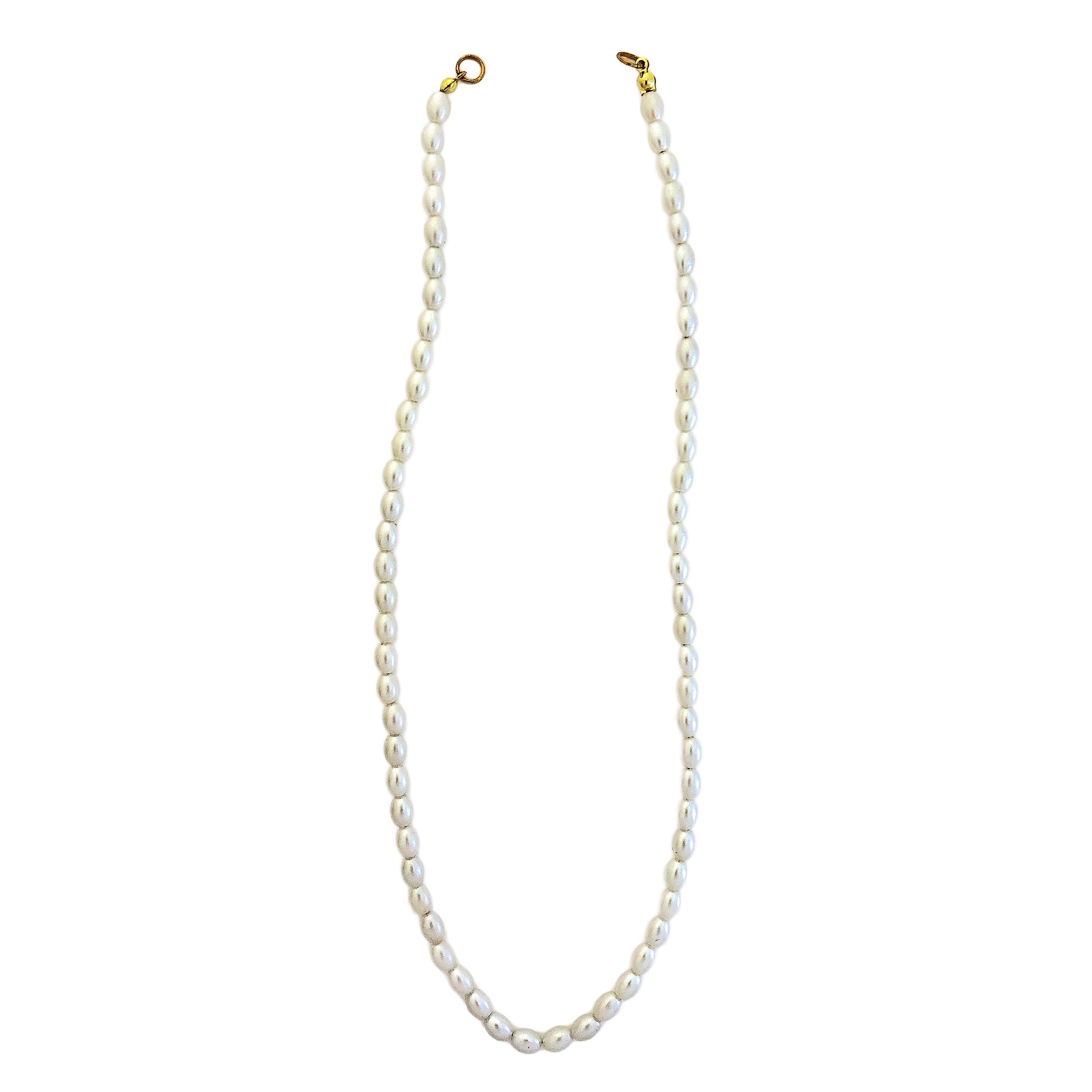 Charmed Bar 18" White Faux Pearl Oval Glass Bead Necklace by Bead Landing™