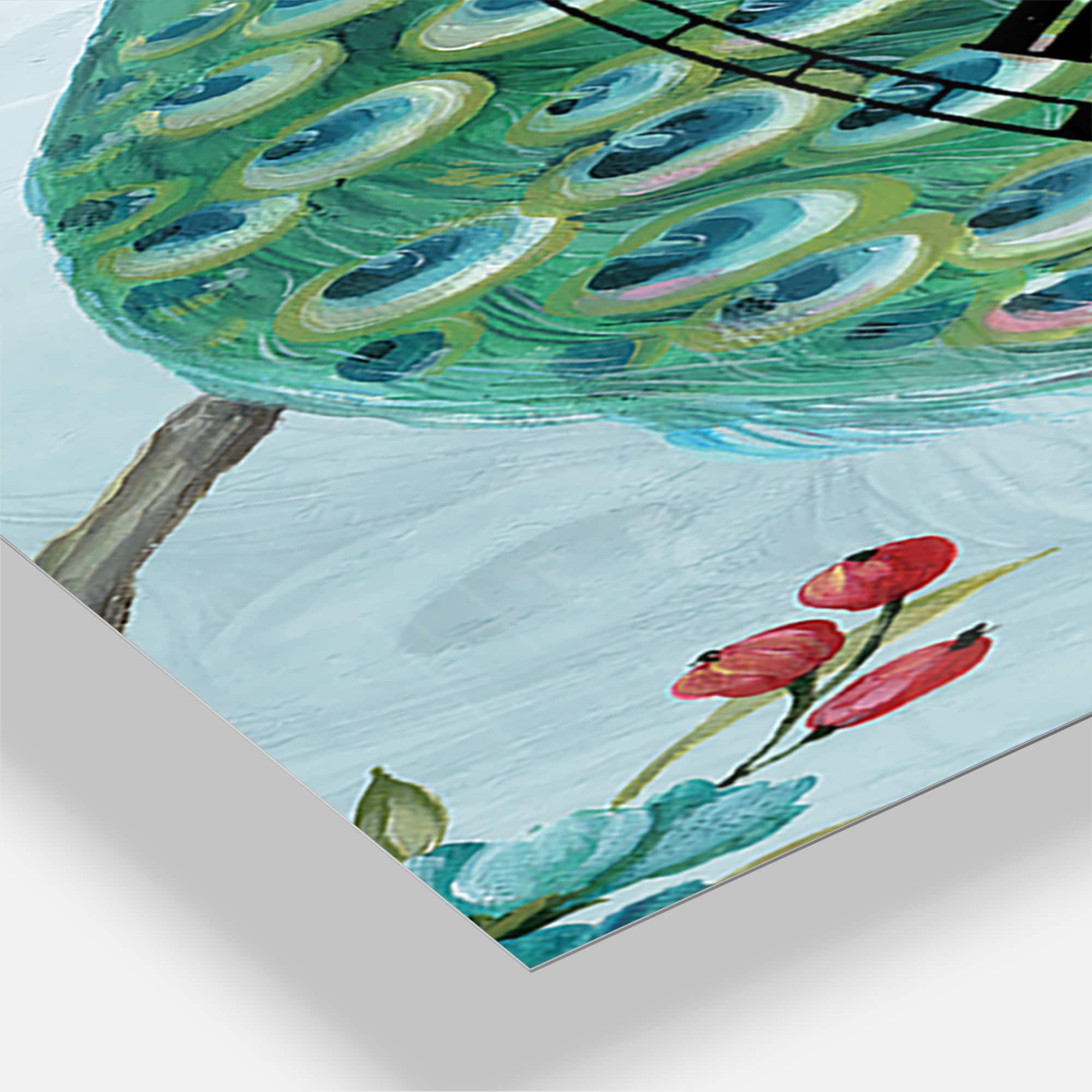Designart 'Handpainted Peacock Traditional Multipanel Wall Clock