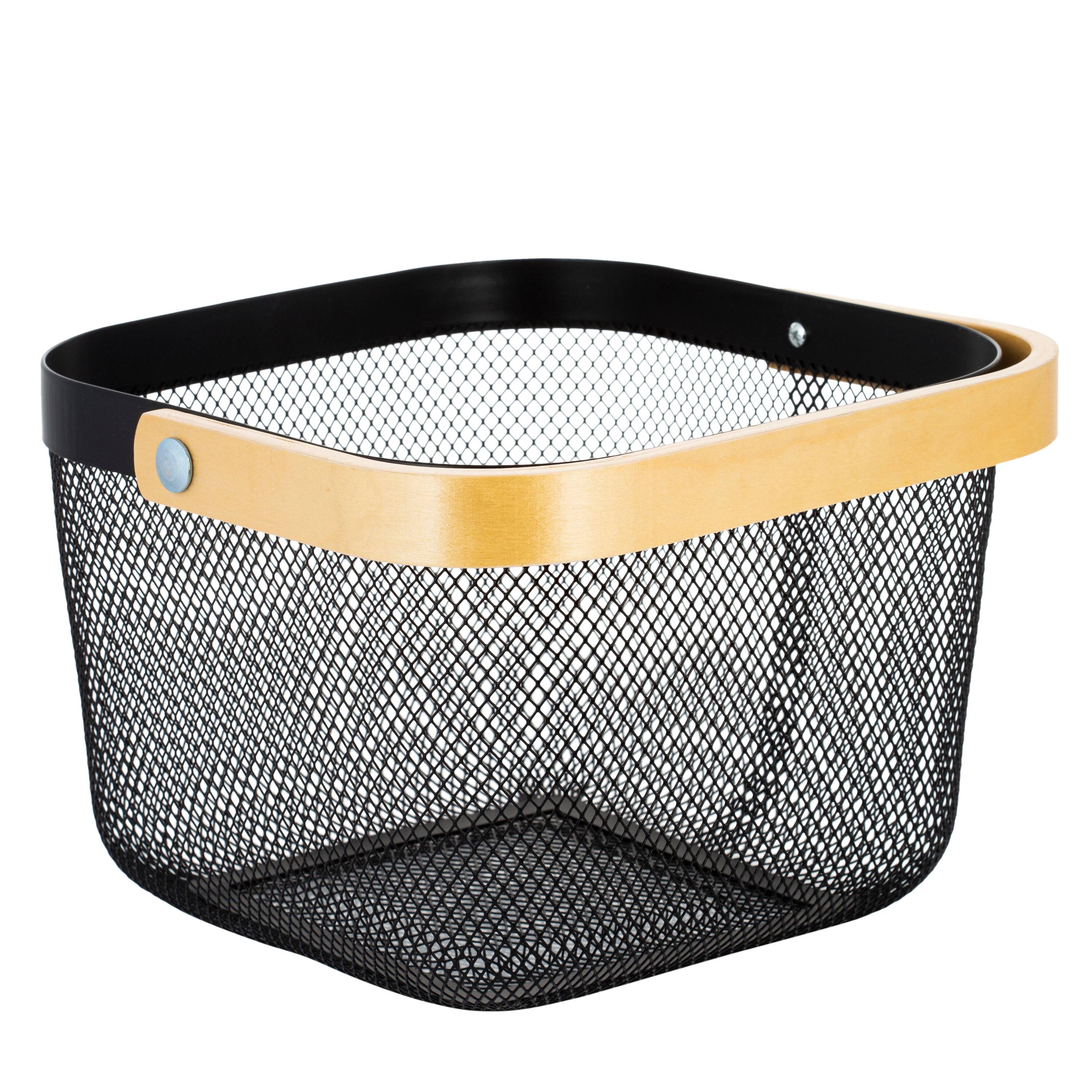 Simplify Black Mesh Tote with Bamboo Handle