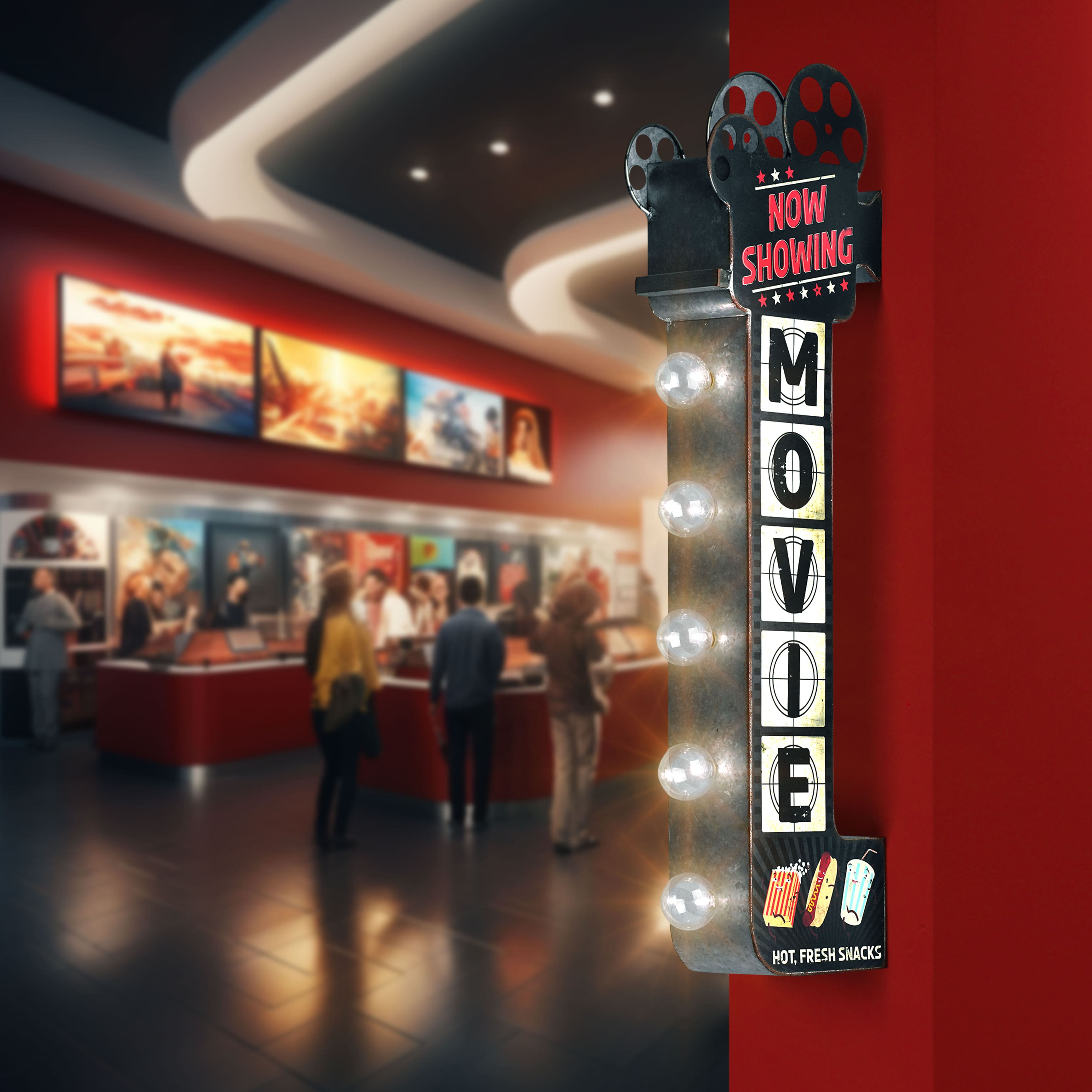 American Art Decor 25" Metal LED Movie Marquee Sign