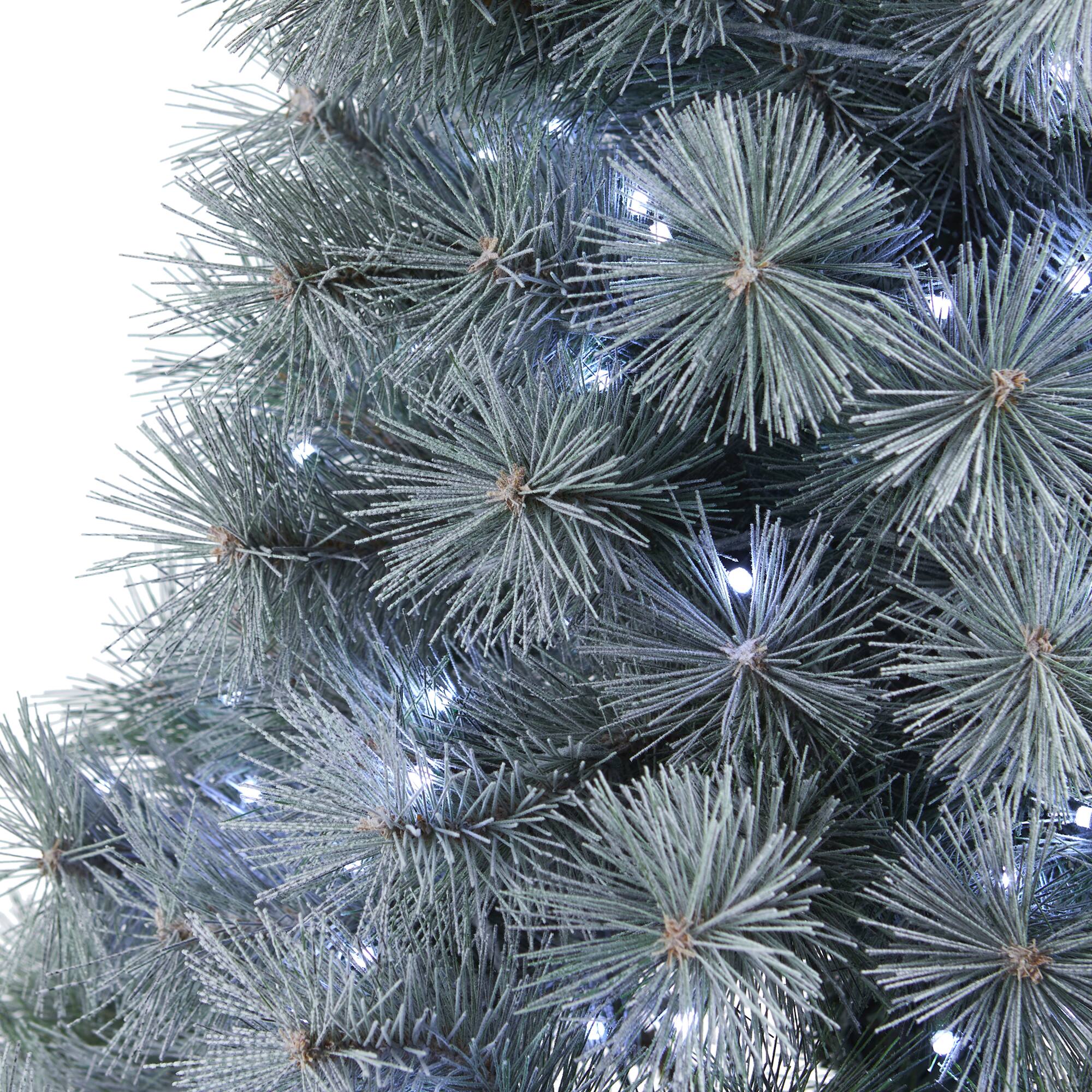 4ft. Pre-Lit Snowy Mountain Pine Artificial Christmas Tree, Blue LED Lights
