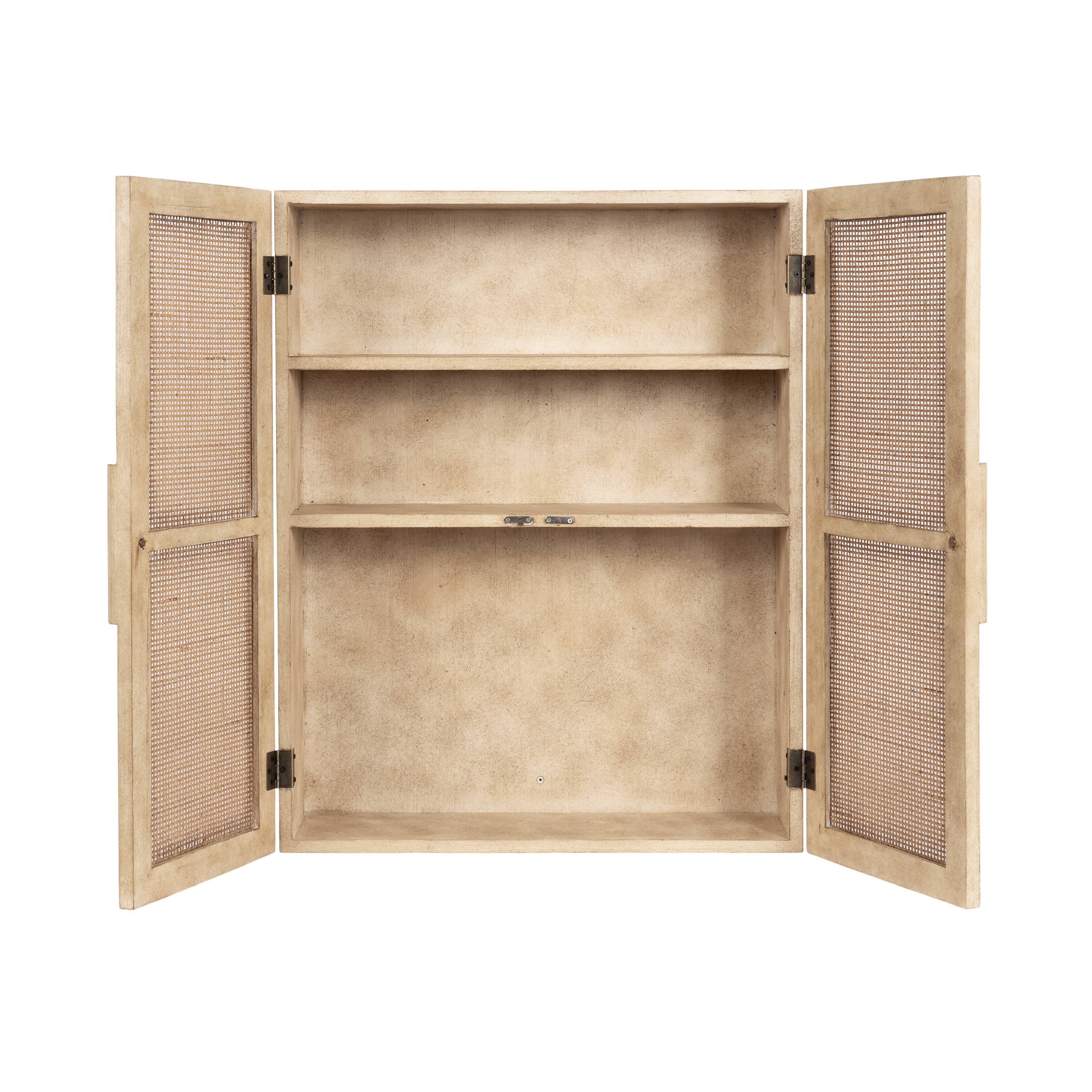 Kate and Laurel Ori Rattan & Wood 2-Door Wall Cabinet