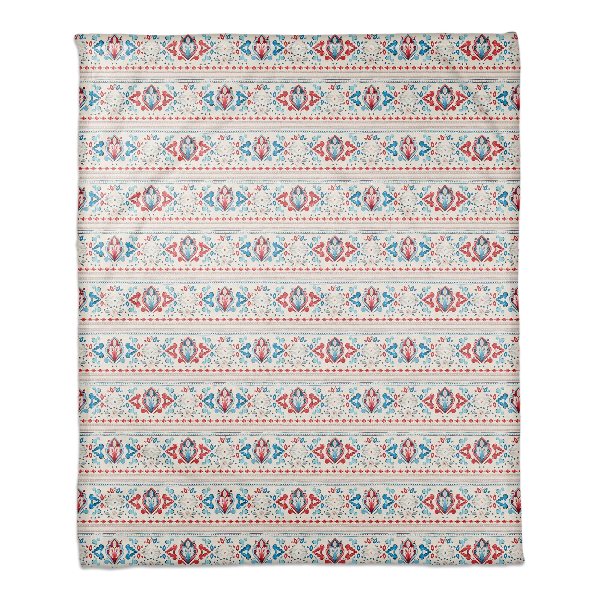 Patriotic Watercolor Paisley Pattern Coral Fleece Blanket