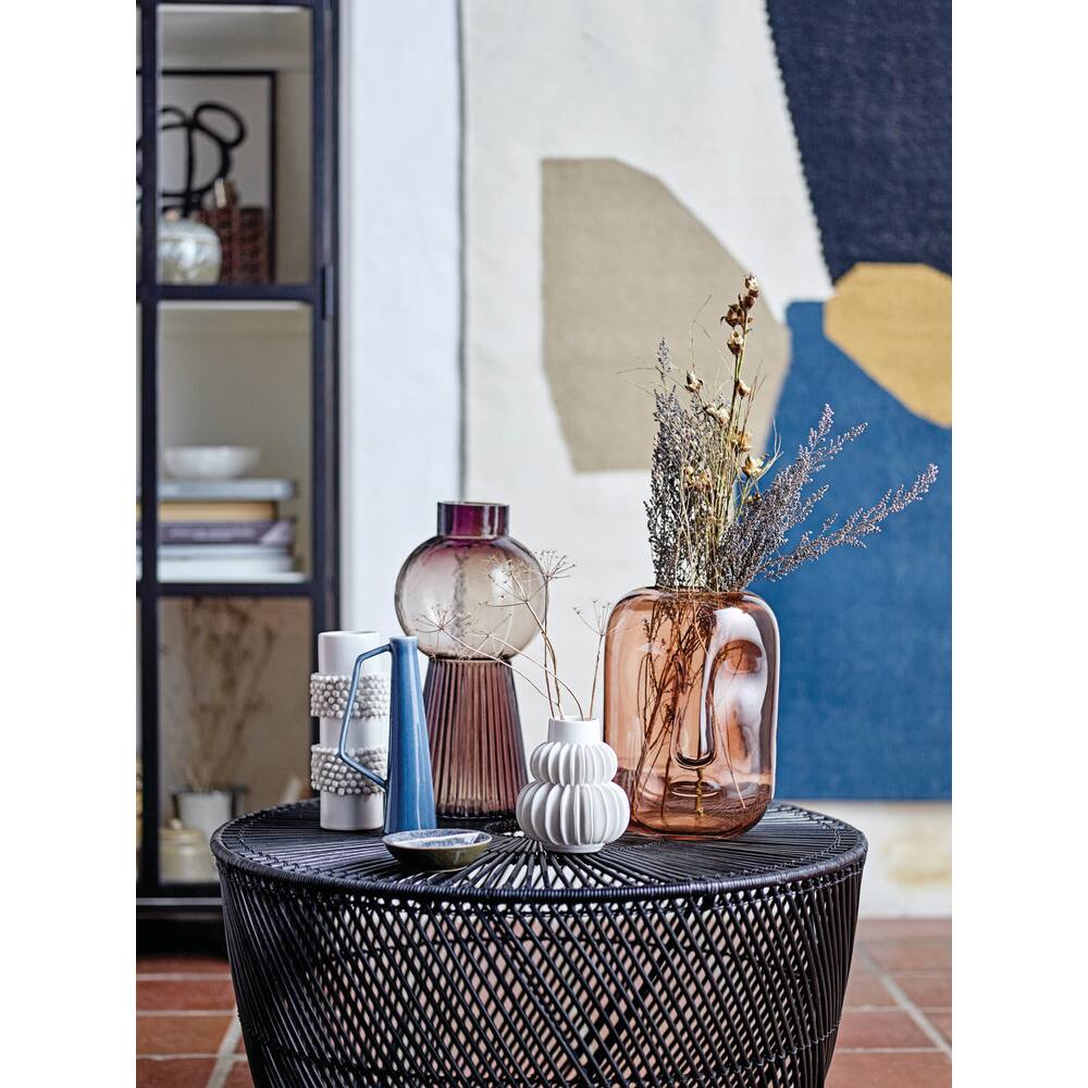 Hello Honey® 5" Handmade Stoneware Vase With Half Circle Pleated Design