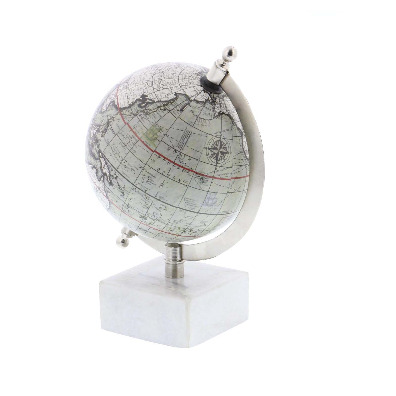 9" White Ceramic & Metal Contemporary Globe