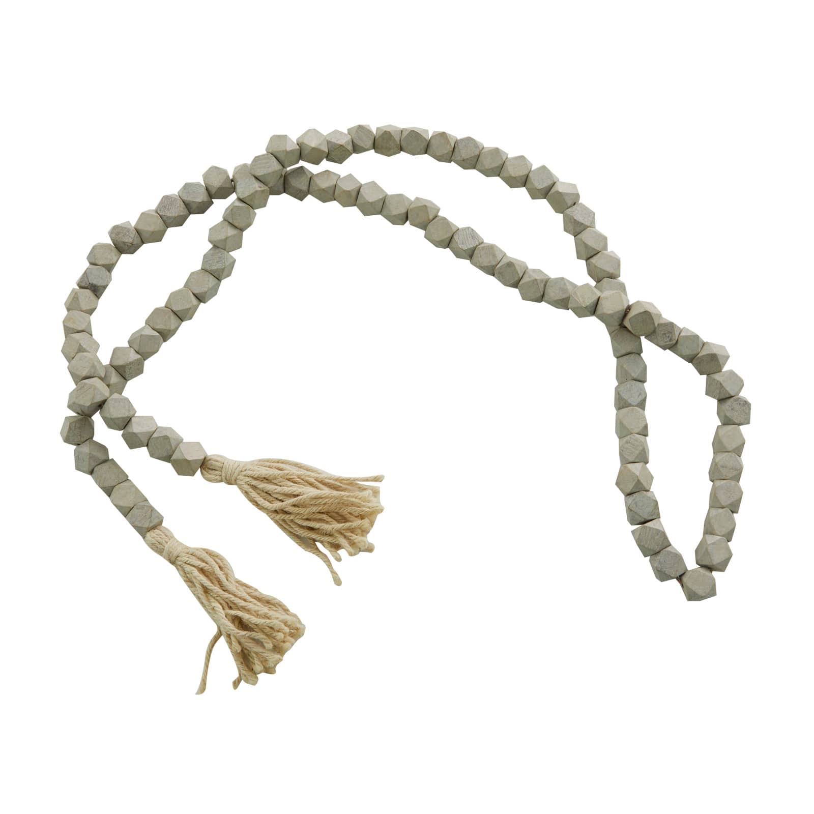 80" Bohemian Mango Wood Beads with Tassels Garland