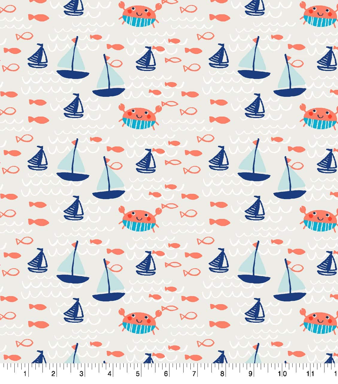 Springs Creative Products Love the Sea Crabby Fish Fabric