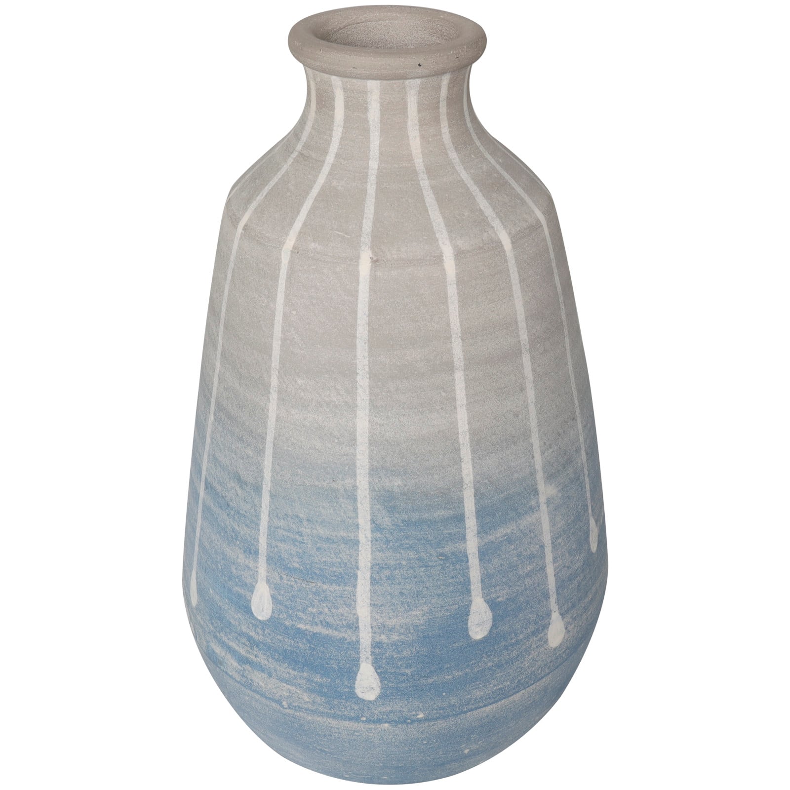 14" Blue & Gray Ombre Ceramic Abstract Drip Vase