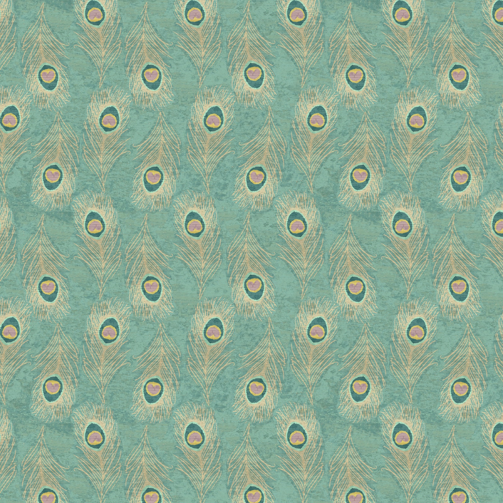 Springs Creative Mint Peacock Feathers Cotton Fabric