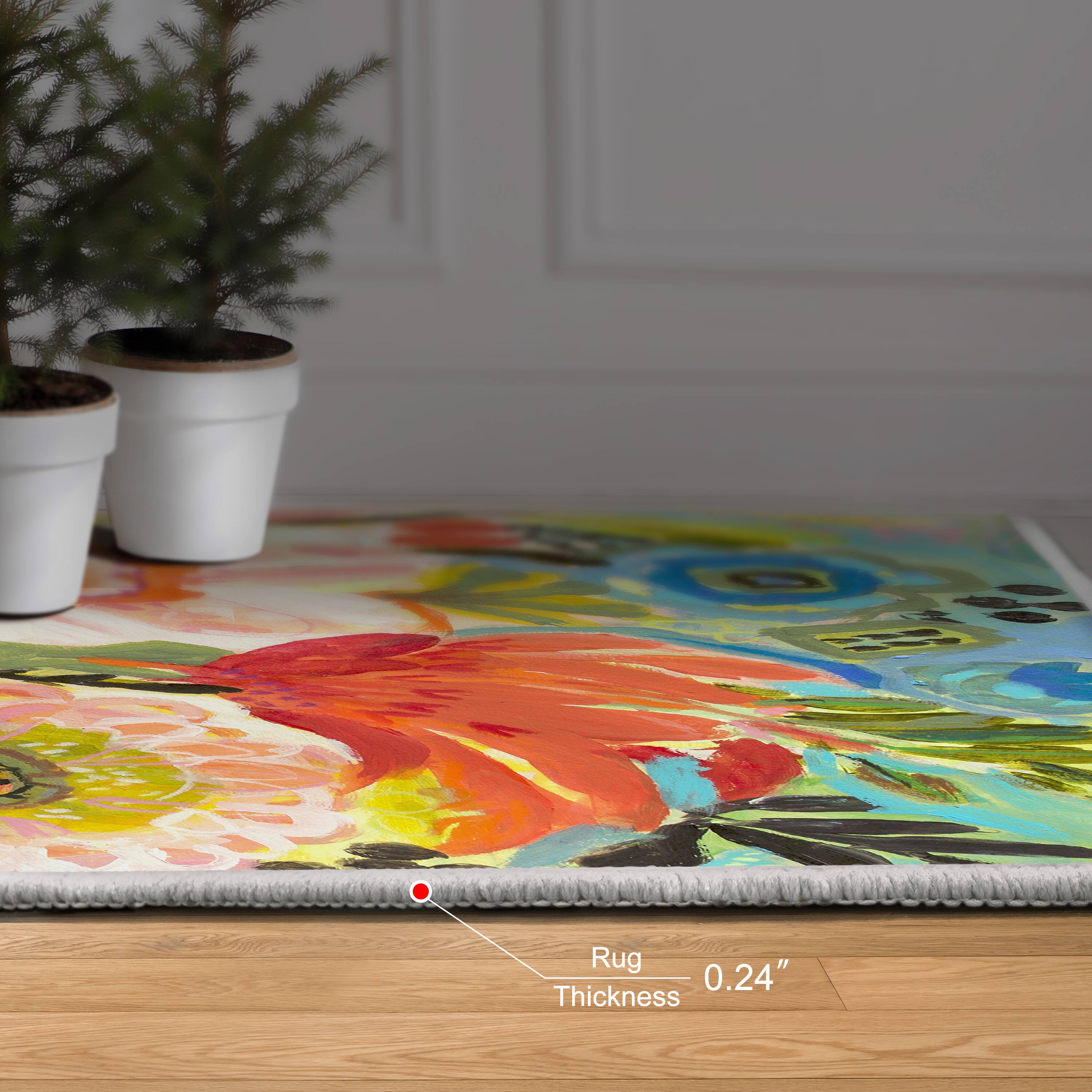 Empire Art Direct 5ft. x 7.5ft. Secret Garden Floral III B Tapis D'Art Washable Area Rug