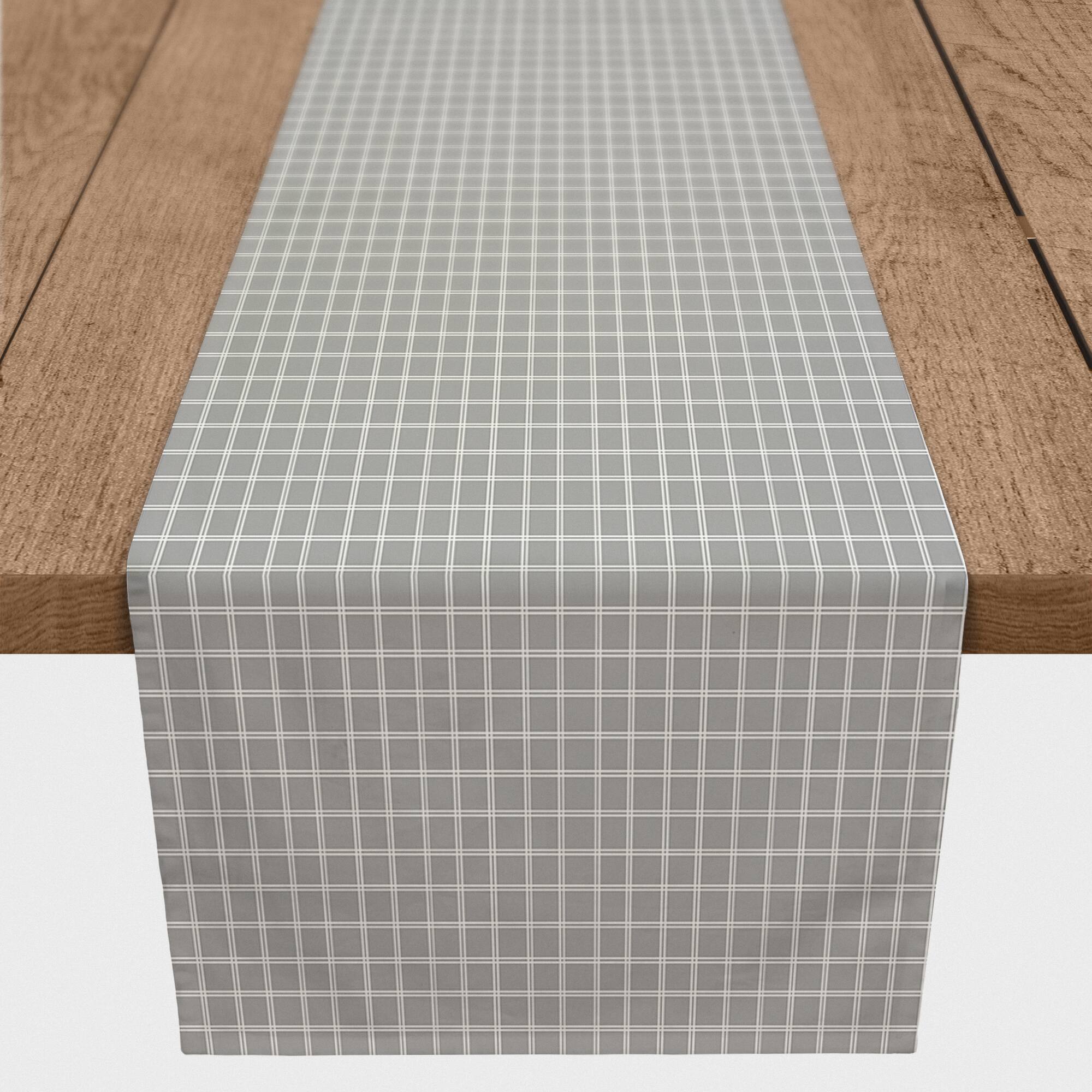 White Lines on Gray Outdoor Table Runner