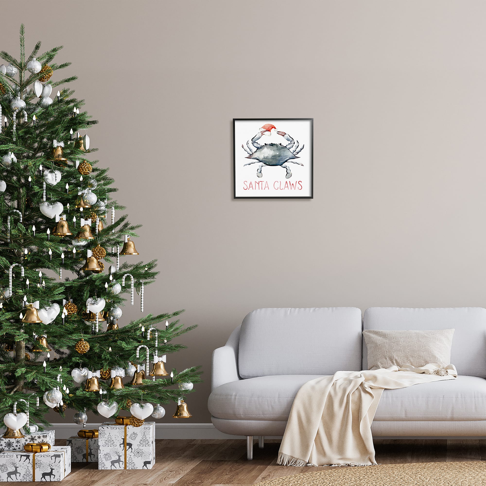 Stupell Industries Santa Claws Holiday Crab Framed Giclee Art