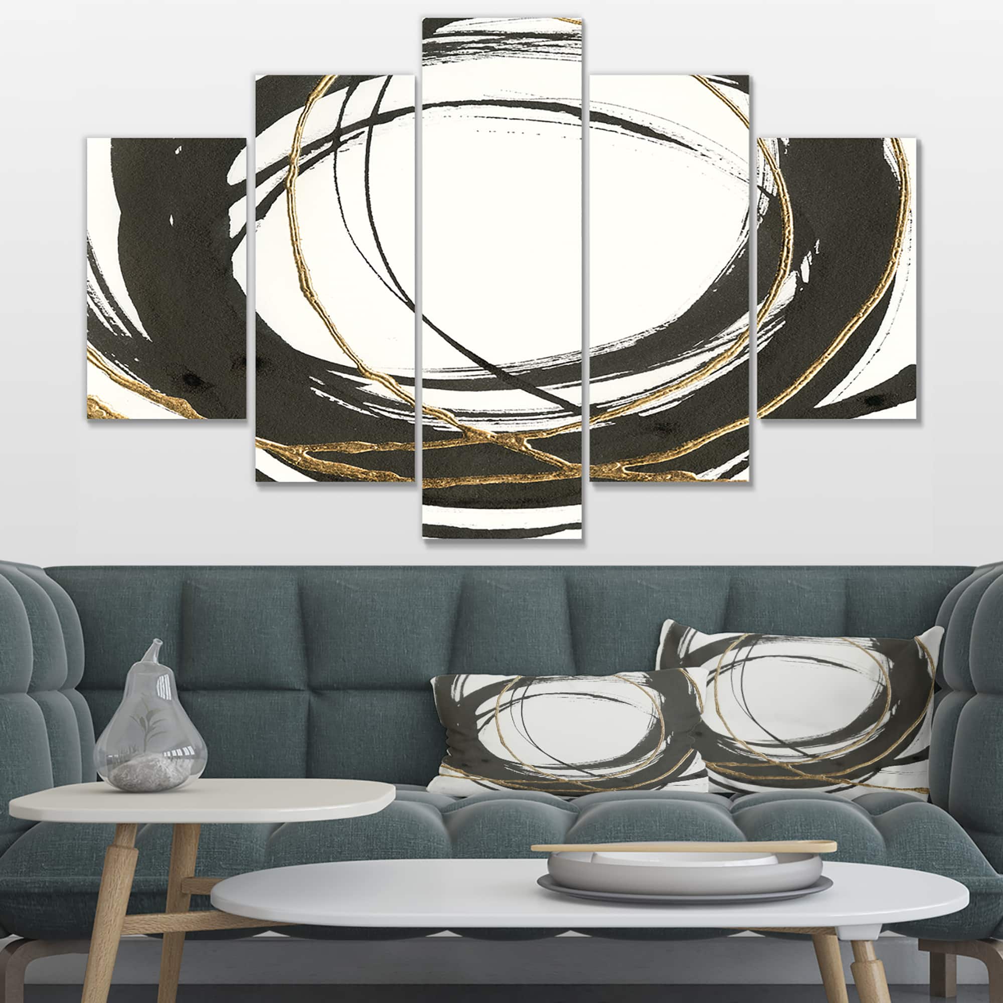 Designart - Gold Glamour Circle III - Posh & Luxe Gallery-wrapped Canvas