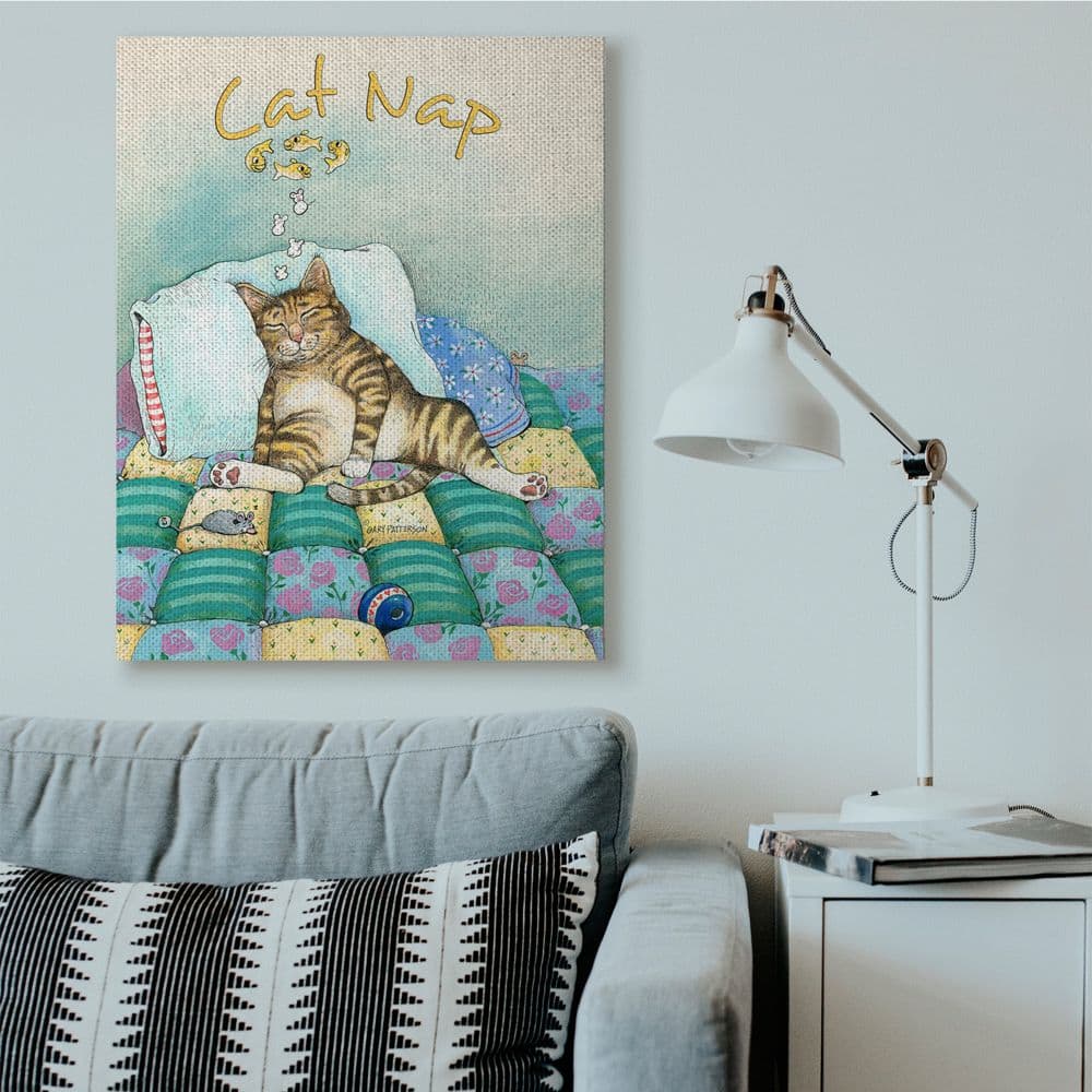 Stupell Industries Cat Nap Funny Cat Cartoon Pet Design Canvas Wall Art