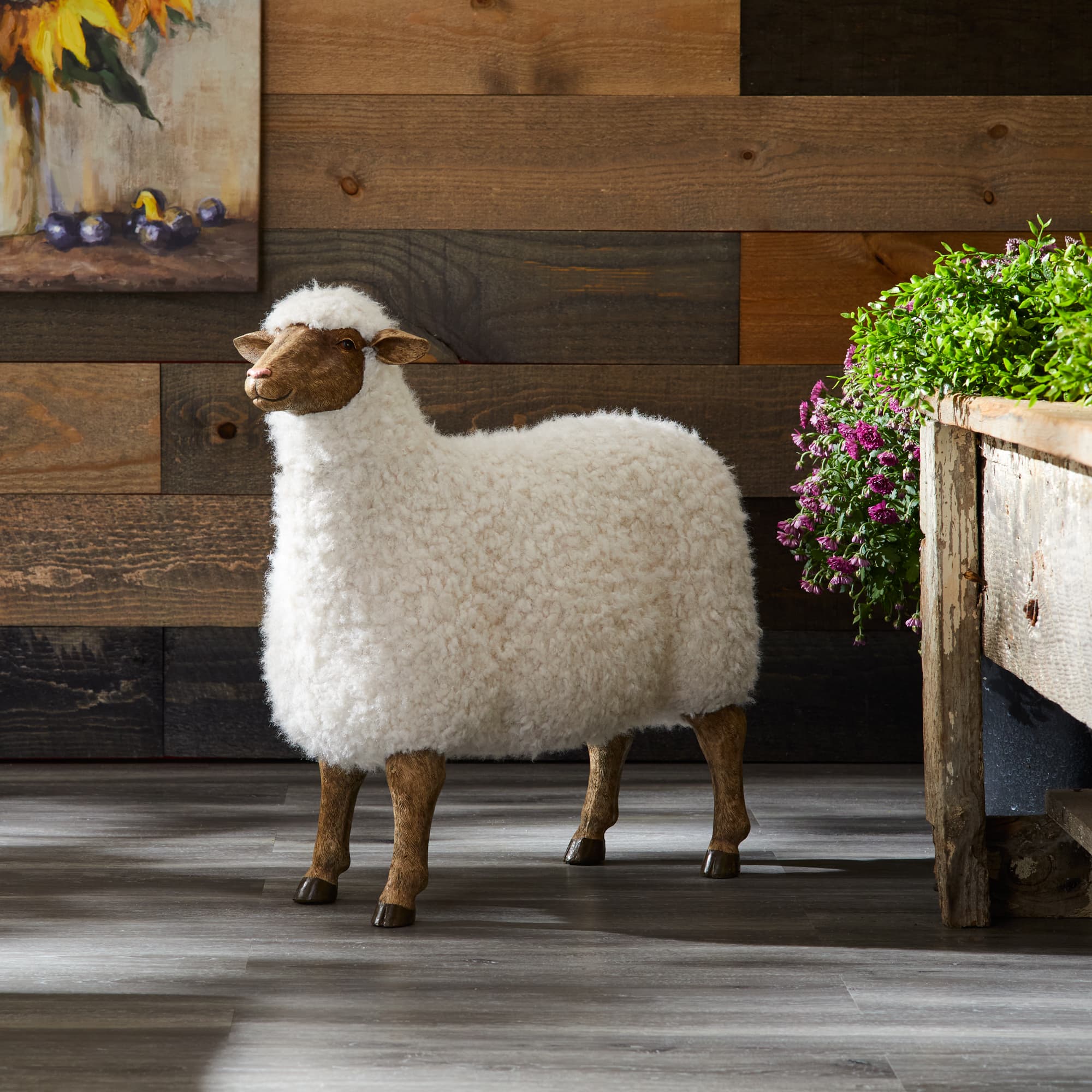 Melrose 23" Furry Sheep Statue