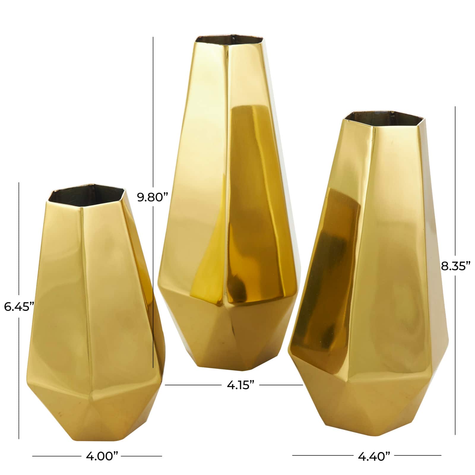 Stainless Steel Geometric Hexagon Shaped Vase Set
