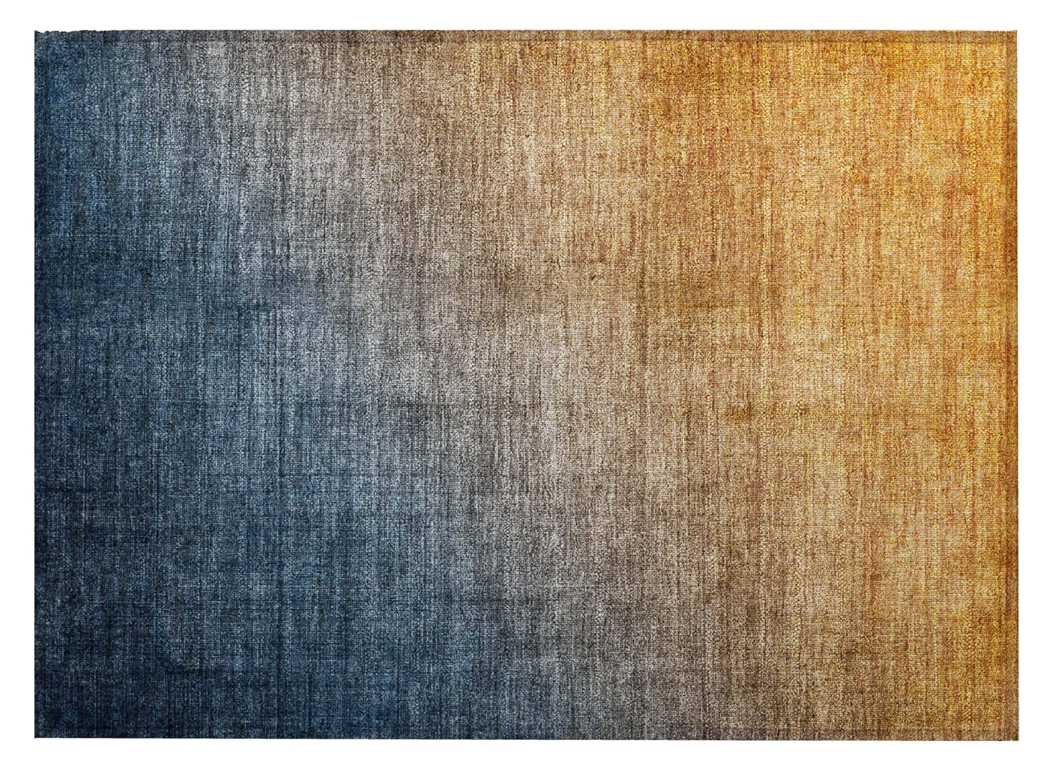 HomeRoots 30" x 20" Denim & Gold Ombre Washable Indoor/Outdoor Area Rug