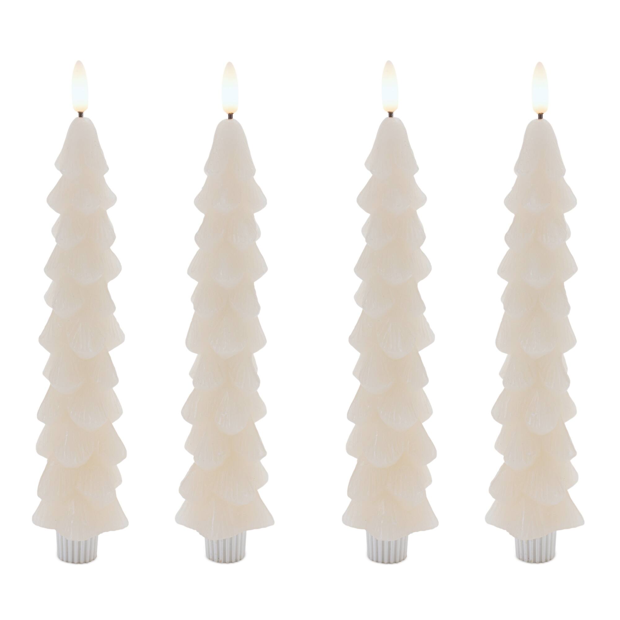 Melrose 9.5" White FIA Wick Tree Taper Candles, 4ct.