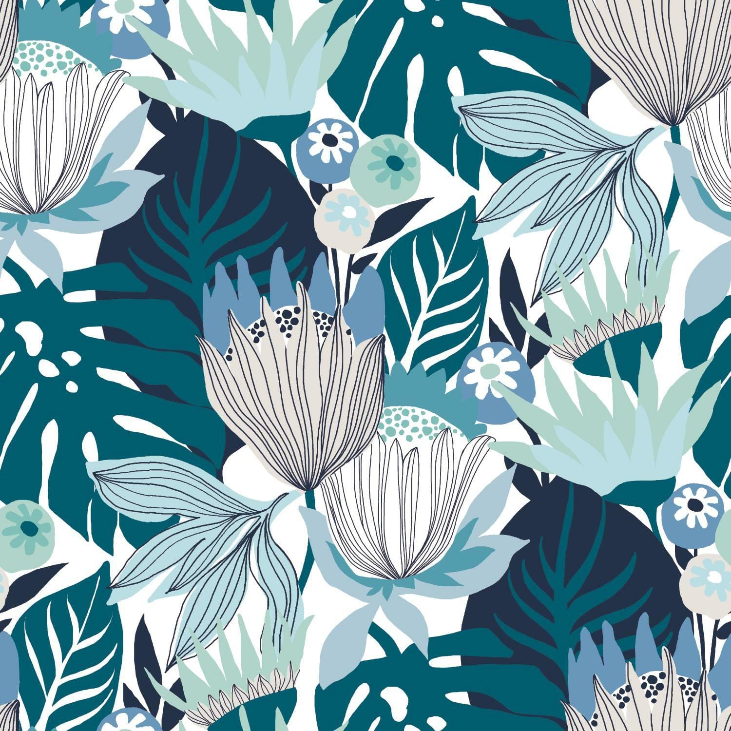 RoomMates Retro Tropical Leaves Peel & Stick Wallpaper