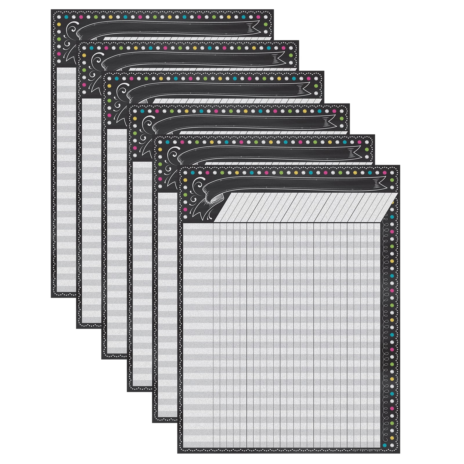 Teacher Created Resources Chalkboard Brights Incentive Chart, 6 Pack