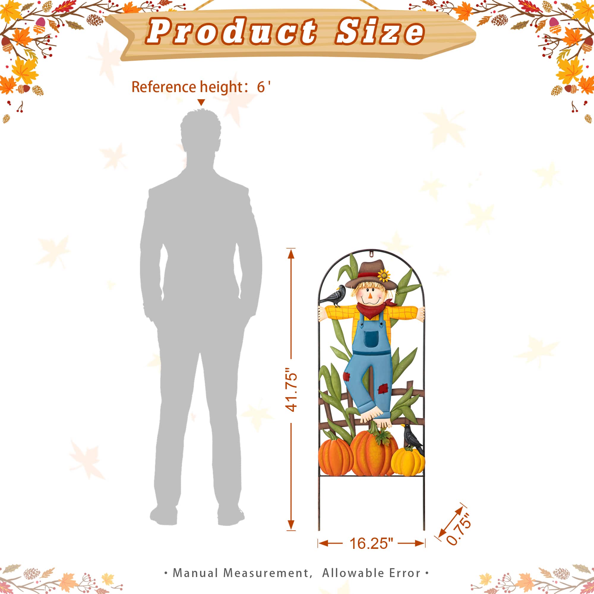 Glitzhome® 3.5ft. Fall Metal Arch Scarecrow Yard Stake