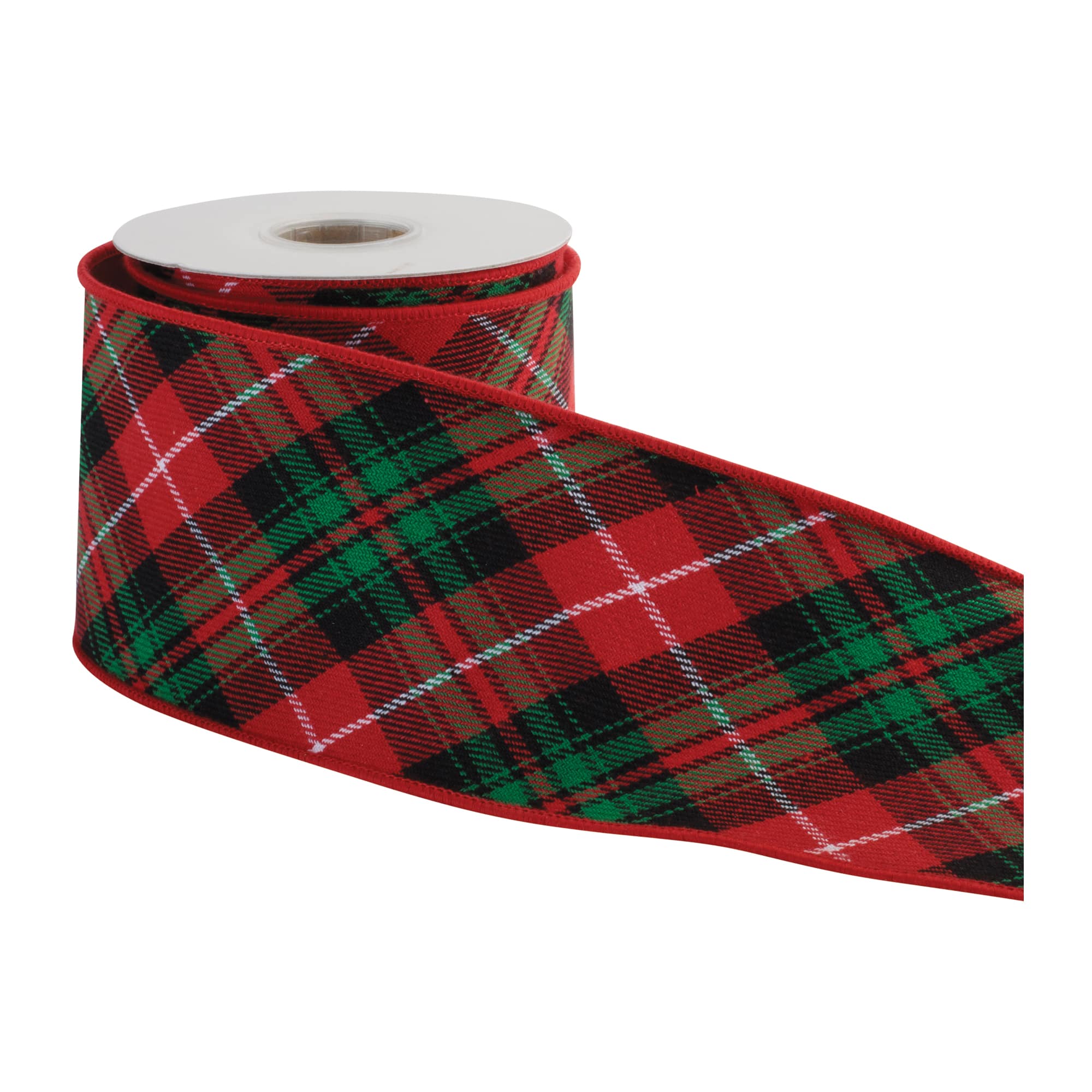 Melrose 4" x 5yd. Red & Green Holiday Plaid Wired Ribbon