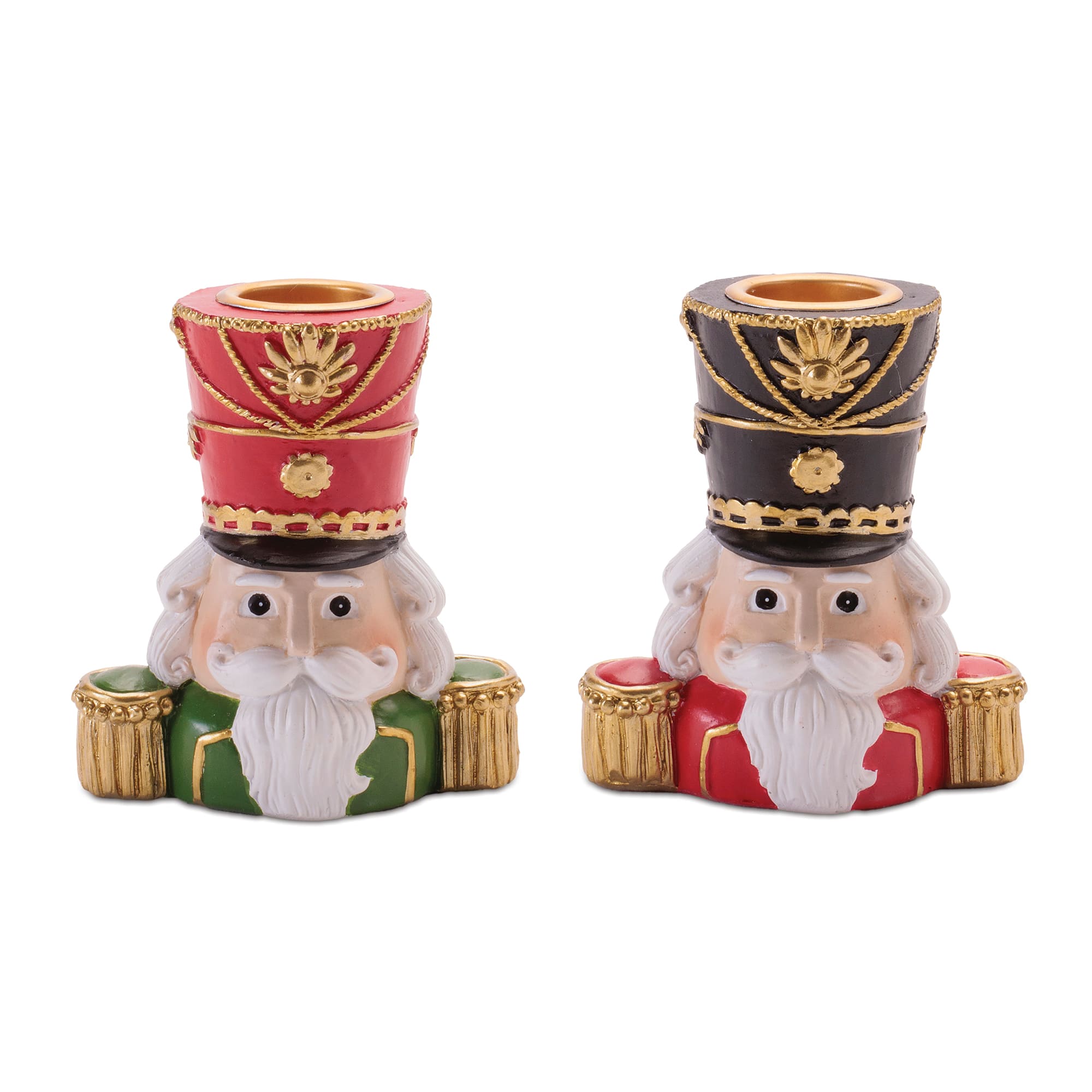 Melrose 3.25" Nutcracker Head with Taper Candle Holders, 2ct.