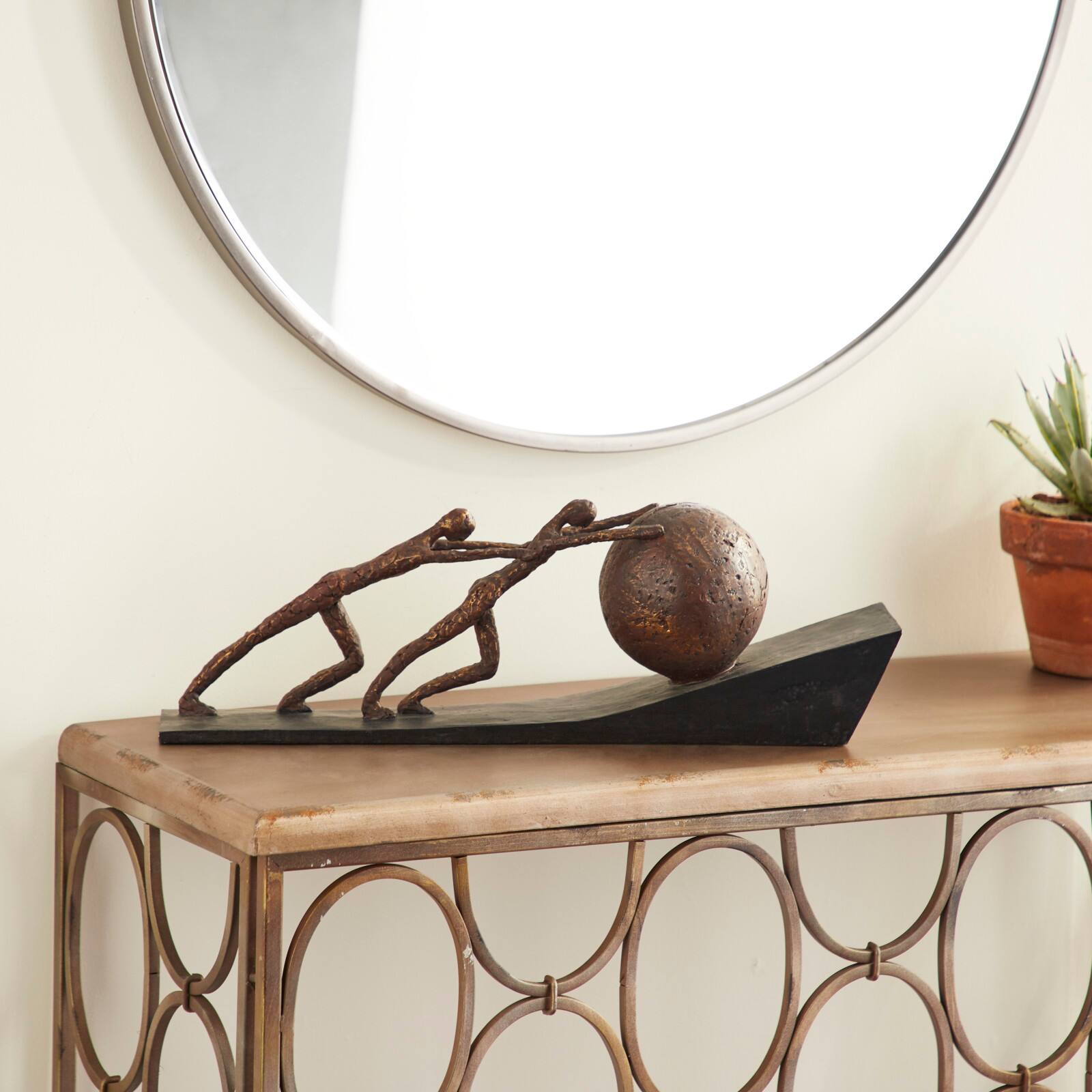 23" Brown Polystone Industrial Sportsman Sculpture